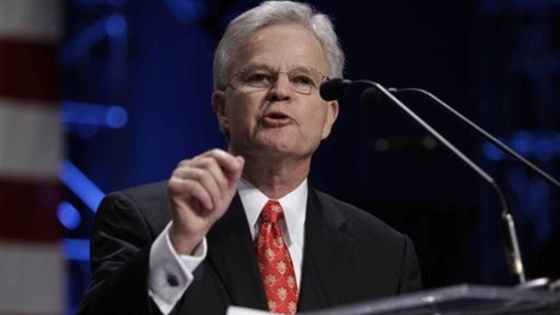 FILE: Former Louisiana Gov. Buddy Roemer speaks at the Iowa Faith and Freedom Coalition on March 7 at the Point of Grace Church in Waukee, Iowa.