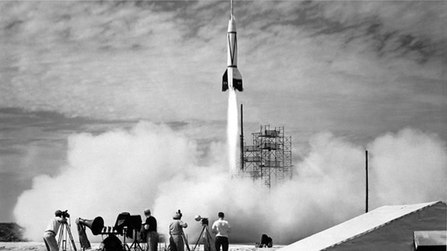 Bumper 8 lifts off on July 24, 1950 from the Long Range Proving Grounds in Cape Canaveral, Florida.
