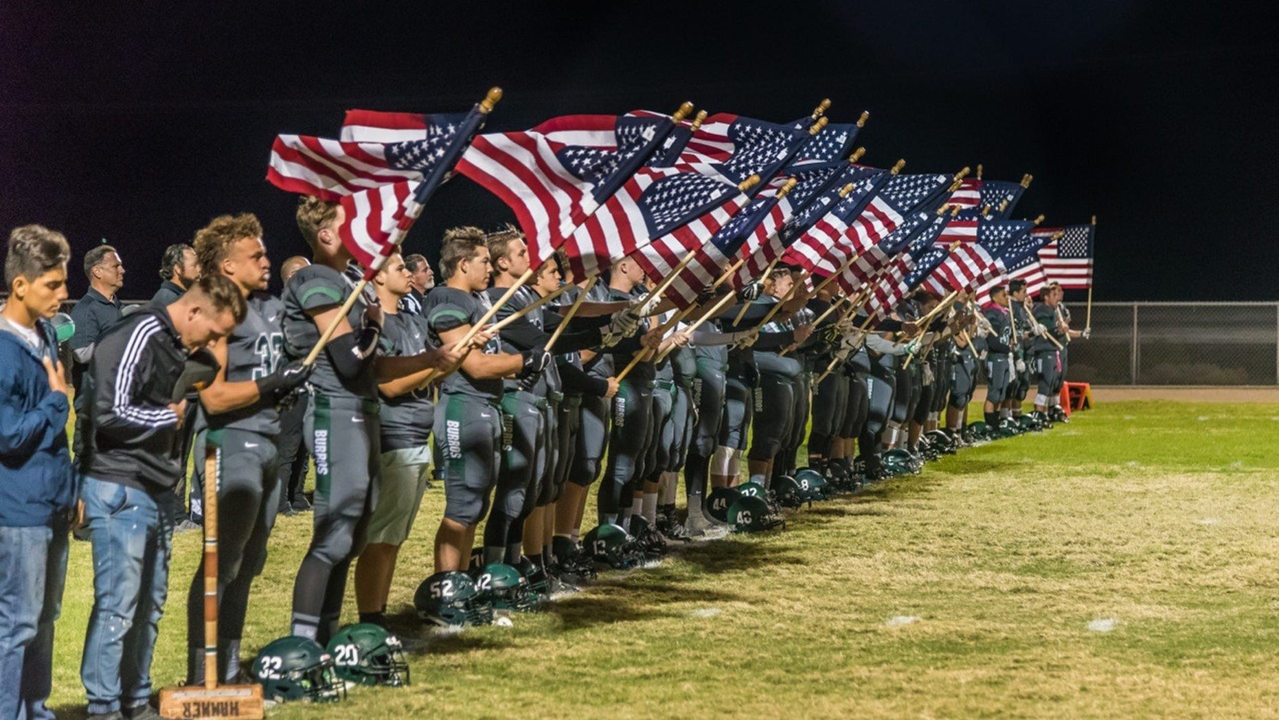 Burroughs High School football players in Ridgecrest, Calif., on Friday, October 20, 2017.