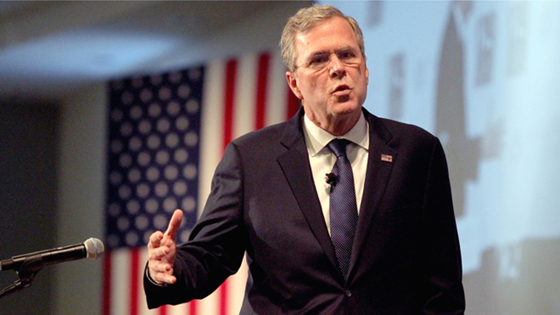 In this Jan. 5, 2016, photo, Republican presidential candidate, former Florida Gov. Jeb Bush speaks at the New Hampshire Forum on Addiction and the Heroin Epidemic at Southern New Hampshire University in Manchester, N.H. (AP Photo/Mary Schwalm)