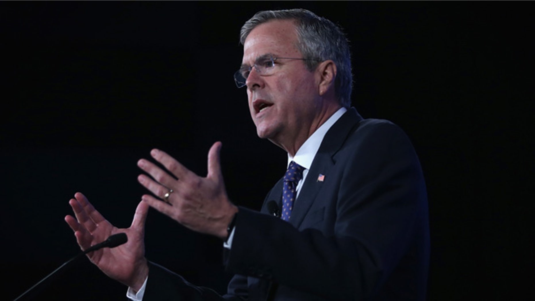 OKLAHOMA CITY, OK - MAY 22: Republican presidential hopeful and former Florida Governor Jeb Bush speaks during the 2015 Southern Republican Leadership Conference May 22, 2015 in Oklahoma City, Oklahoma. About a dozen possible presidential candidates will join the conference and lobby for supports from Republican voters. (Photo by Alex Wong/Getty Images)