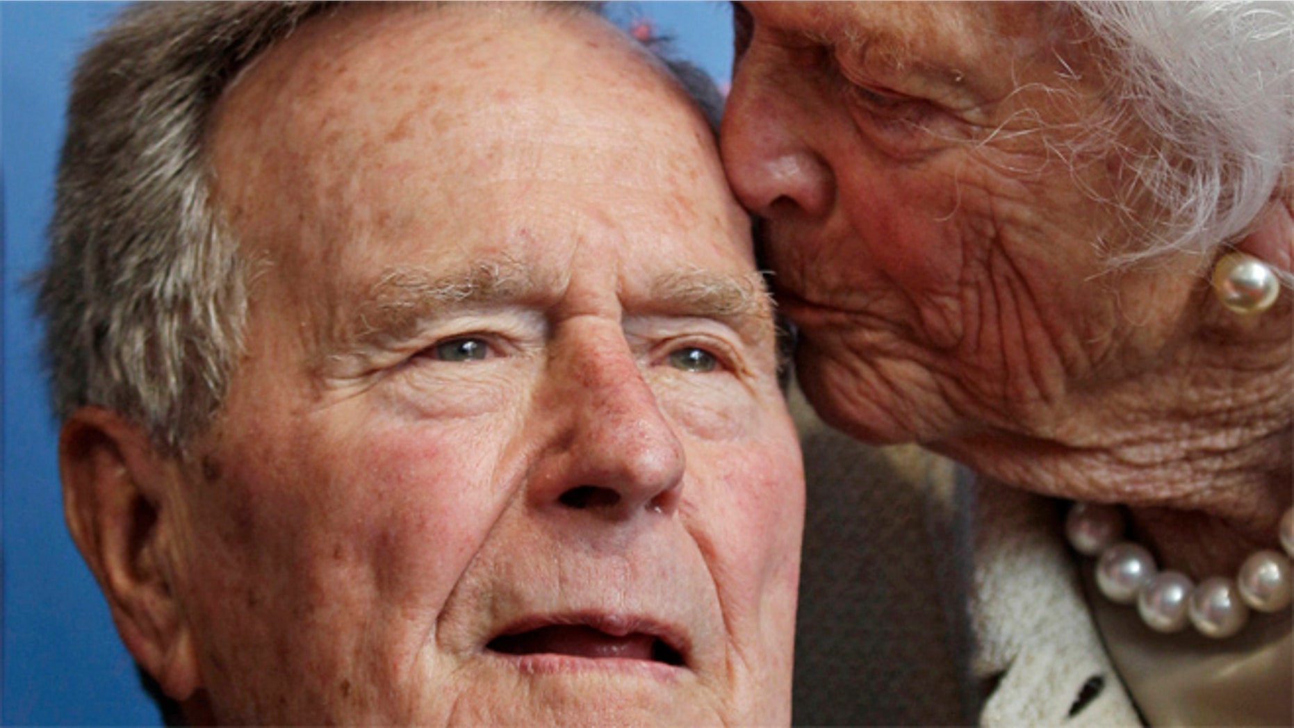 June 12, 2012: In this photo, former President George H.W. Bush, and his wife former first lady Barbara Bush, arrive for the premiere of HBO';s new documentary on his life.