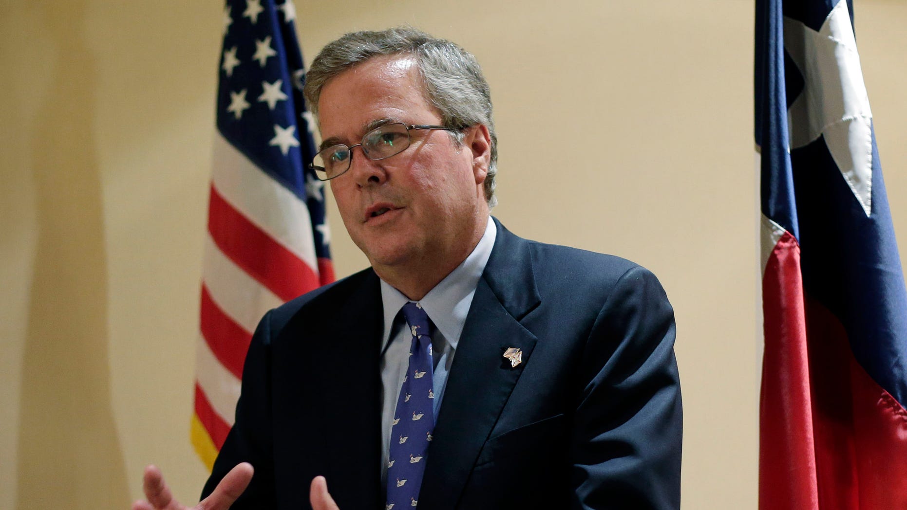 FILE: Feb. 26, 2013: Former Florida Gov. Jeb Bush, R, at a Texas Business Leadership Council event, Austin, Texas.