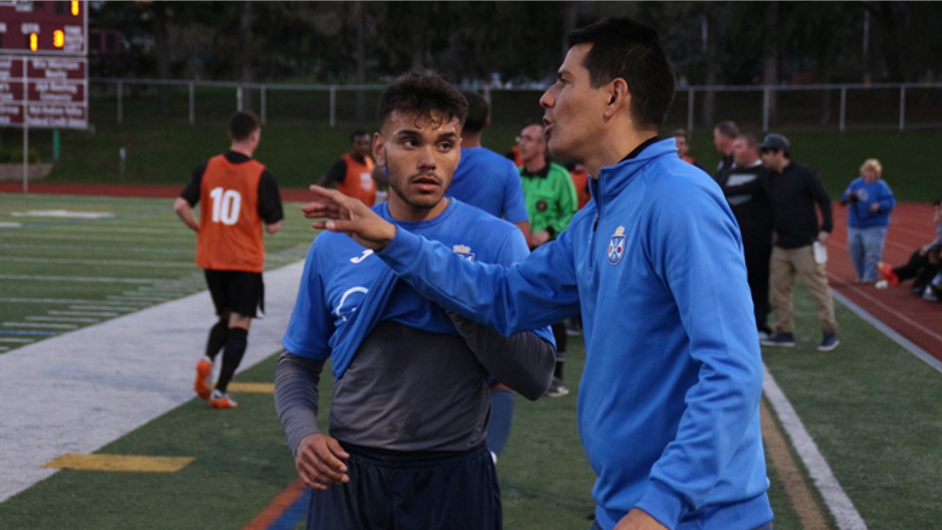 Alexis Bustillo with Carlos Santander. (Photo: Jeff Weisinger/used with permission of Kew Forest FC)