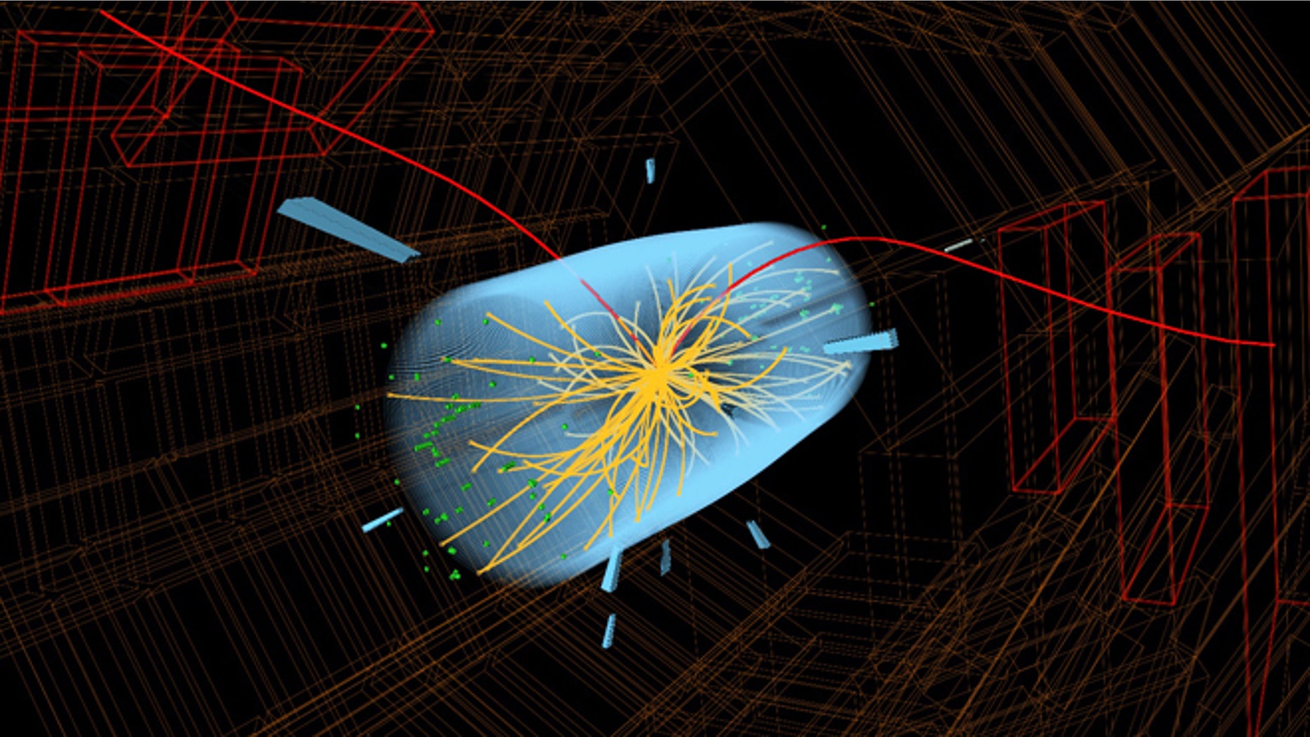 A candidate Bs event recorded in the CMS detector in 2012, produced in proton-proton collisions at 8 TeV.
