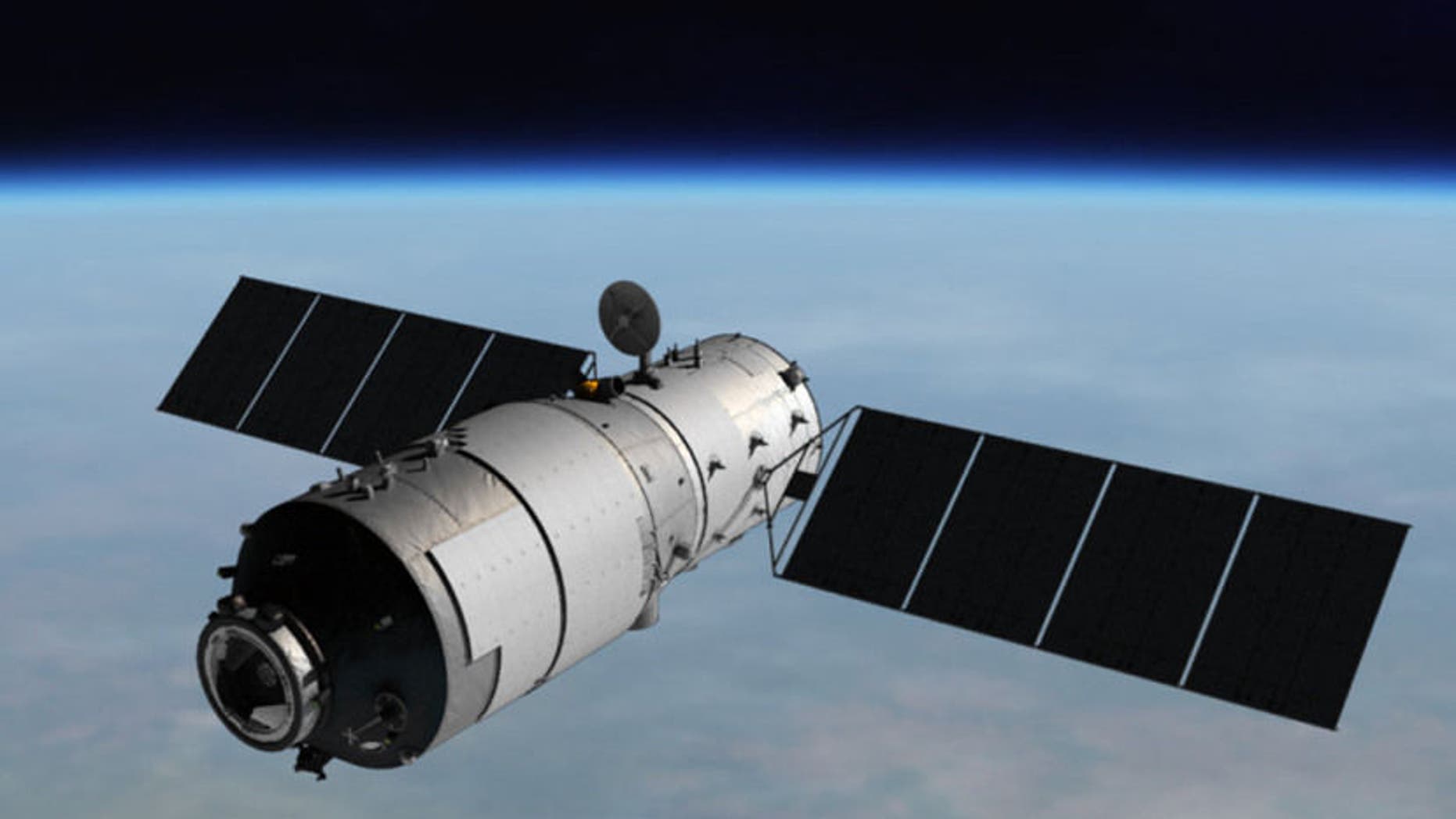 An artist's Illustration of China's Tiangong-1 space lab, which is expected to fall back to Earth soon.