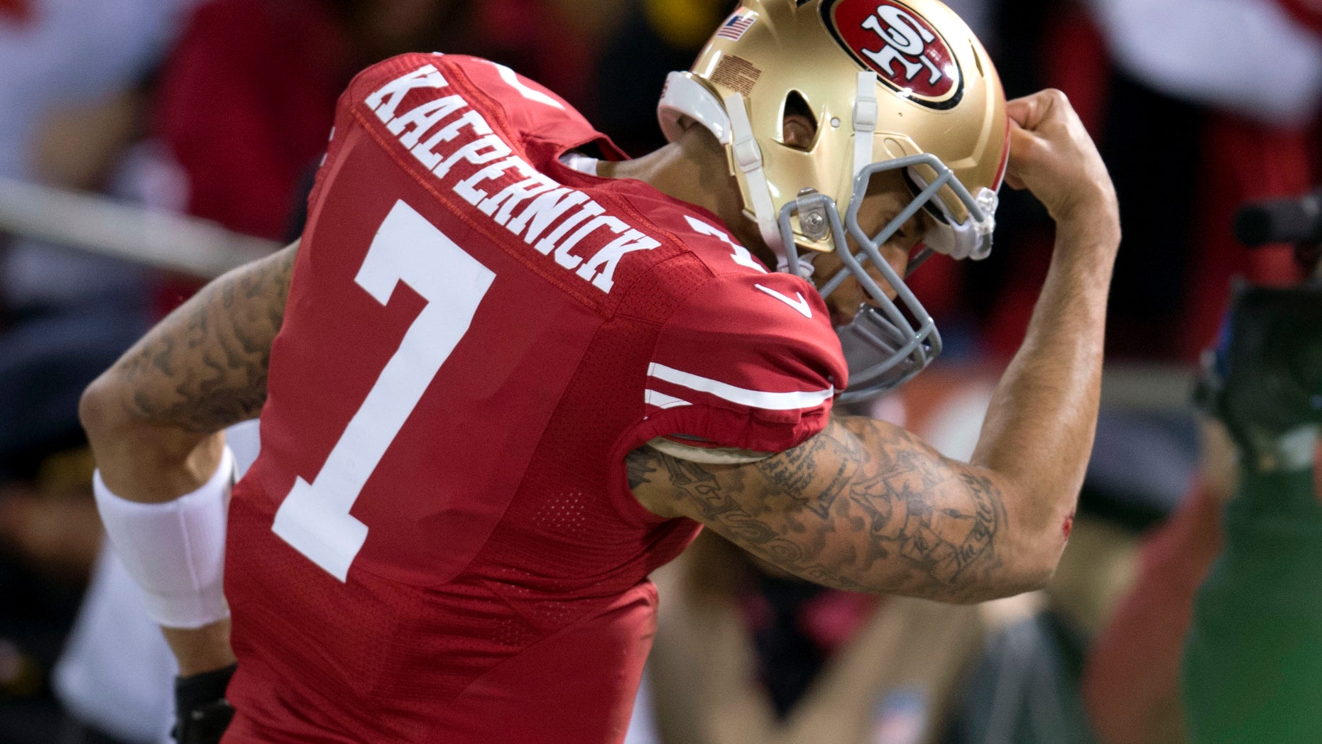 Jan. 12, 2013: San Francisco 49ers quarterback Colin Kaepernick (7) celebrates his touchdown against the Green Bay Packers during an NFC divisional playoff NFL football game in San Francisco.