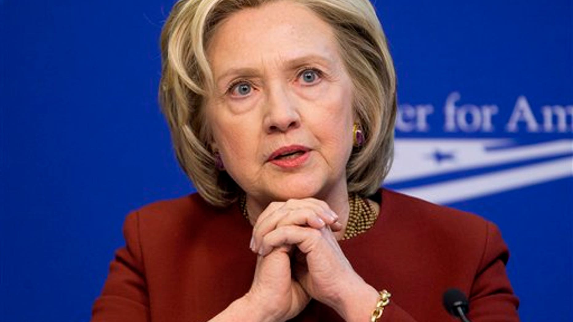 FILE - In this March 23, 2015, file photo, former Secretary of State Hillary Clinton speaks in Washington. (AP Photo/Pablo Martinez Monsivais, File)
