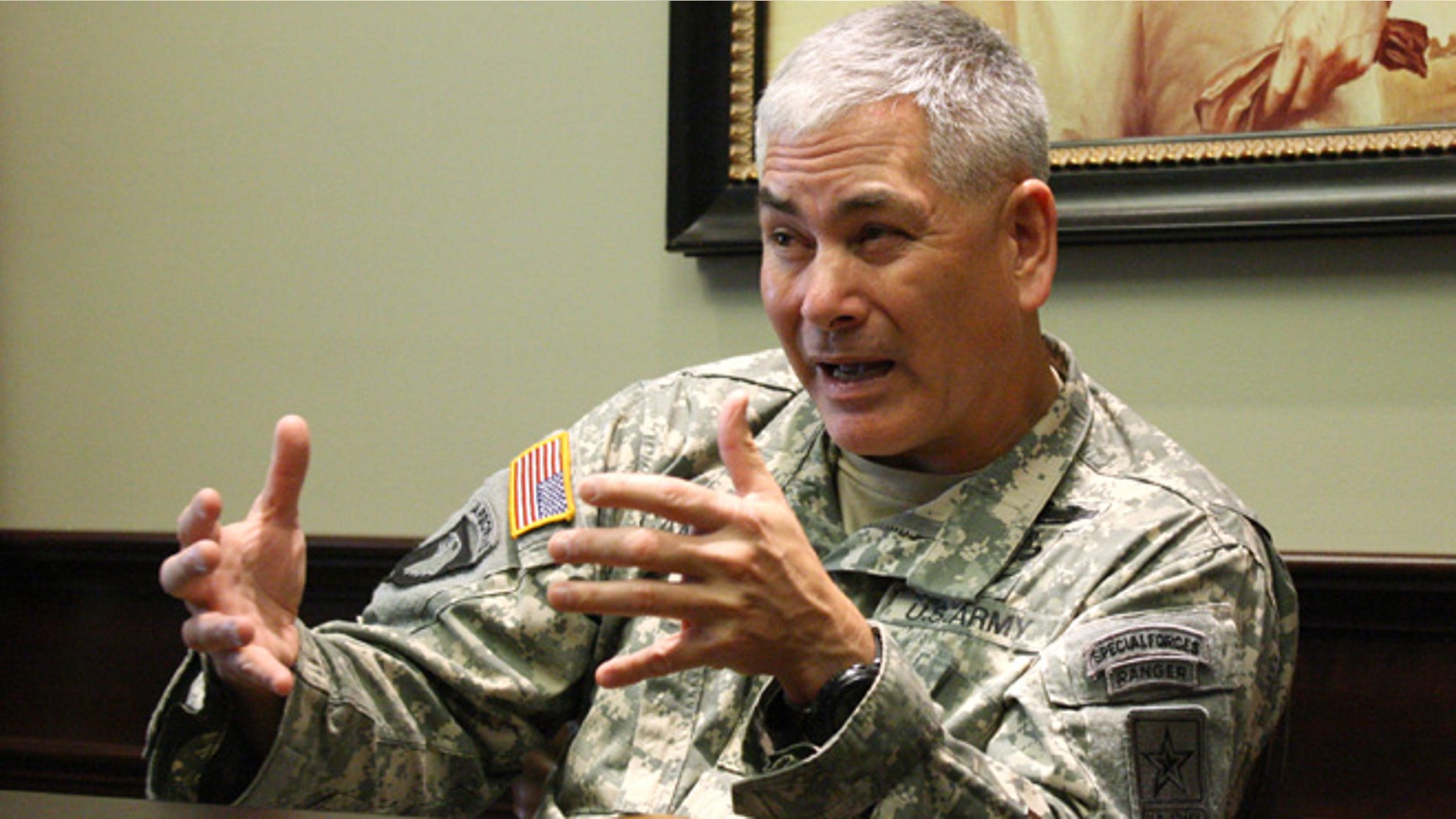 March 18, 2013: File photo, Gen. John Campbell speaks at Fort Leavenworth, Kansas.