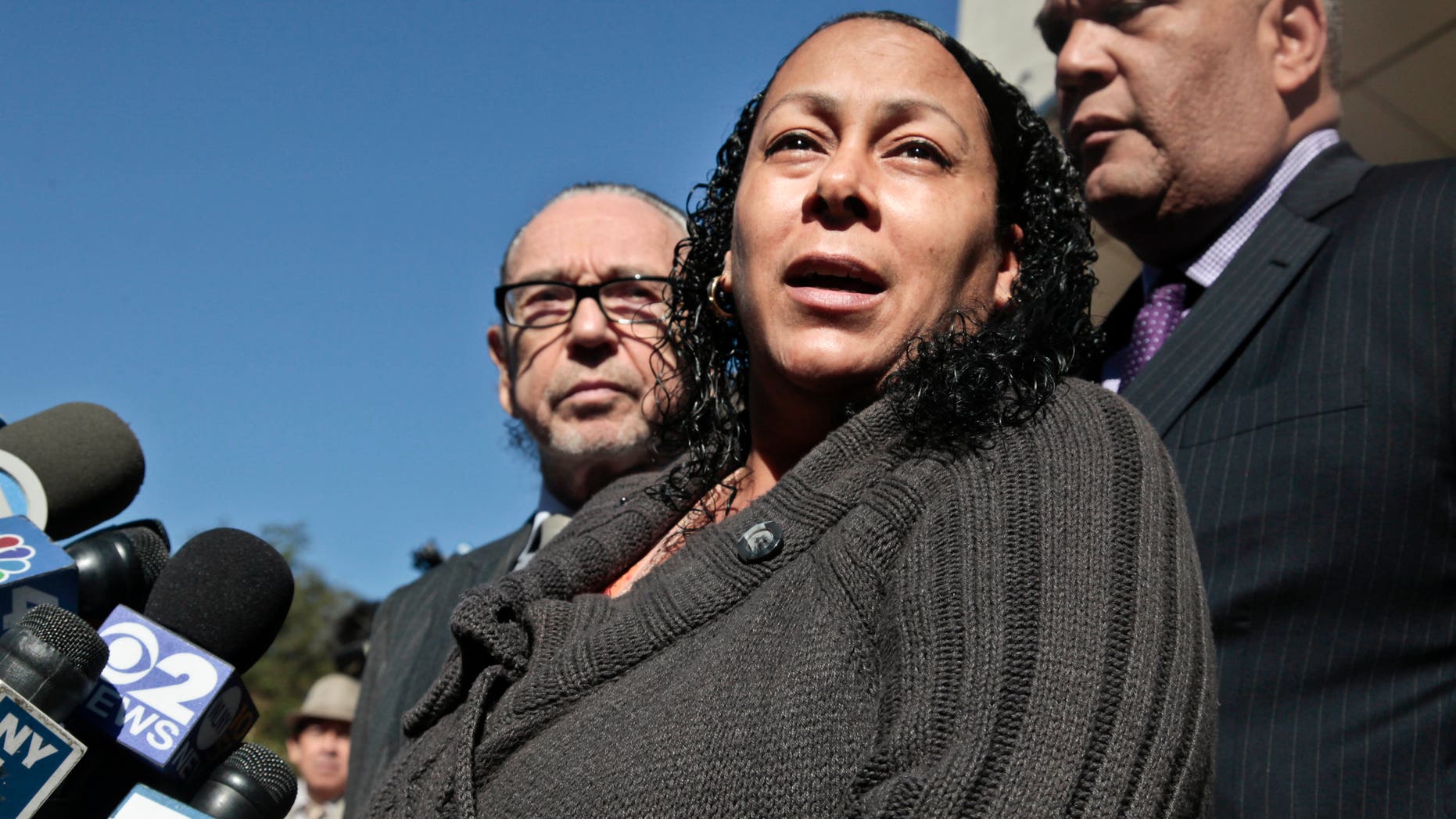 Cecilia Reyes, the mother of an unarmed National Guardsman who was fatally shot during a traffic stop, speaks during a press conference on Thursday, Oct. 11, 2012 in New York.