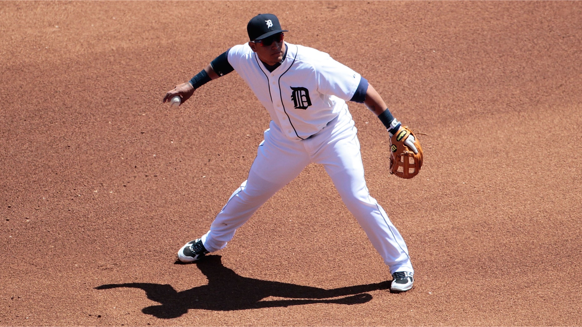 DETROIT, MI - MAY 17: Miguel Cabrera #24 of the Detroit Tigers makes a fielding error on the ground ball from Drew Butera #41 of the Minnesota Twins in the fourth inning during the game at Comerica Park on May 17, 2012 in Detroit, Michigan. The Twins defeated the Tigers 4-3. (Photo by Leon Halip/Getty Images)
