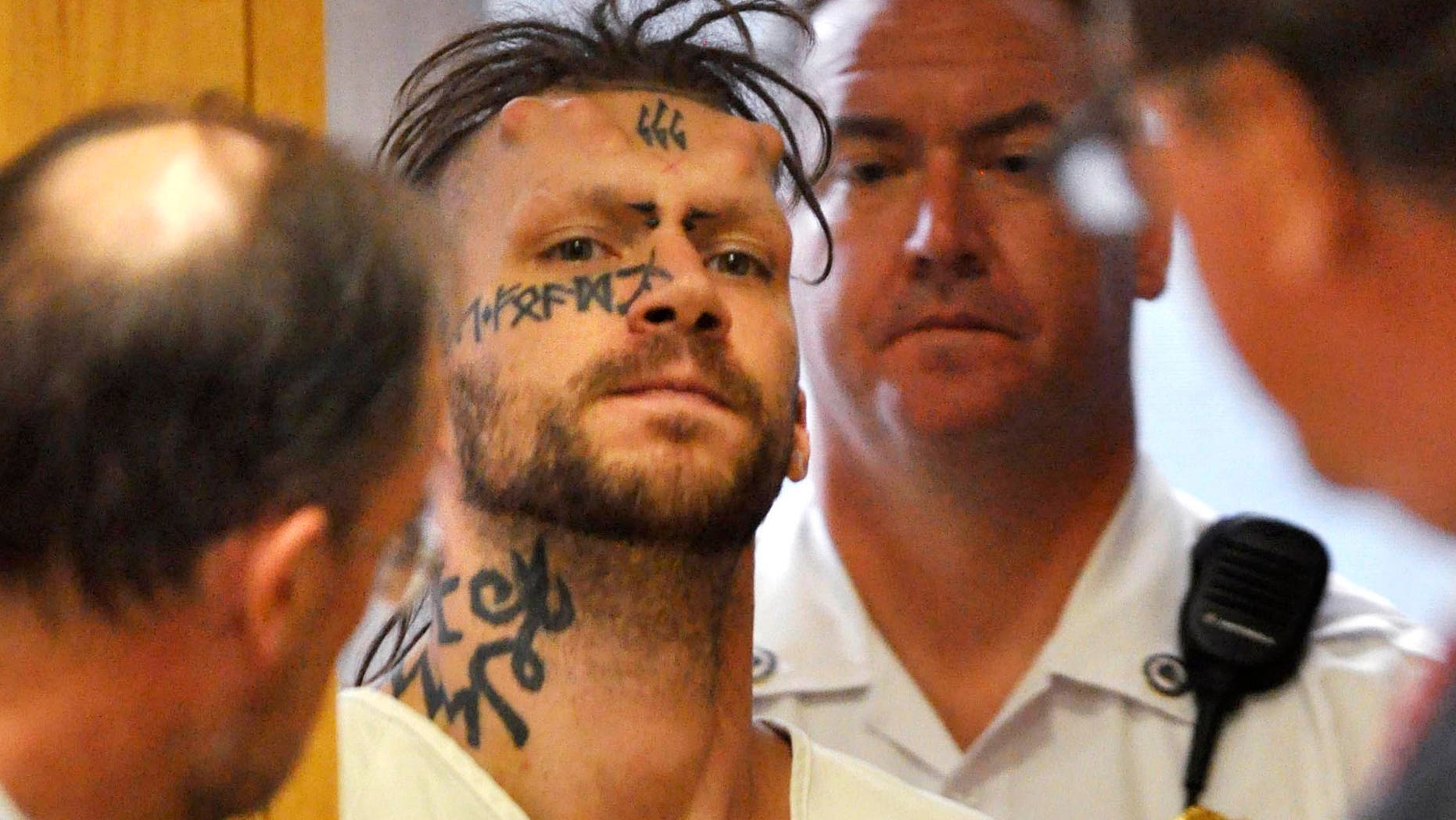September 12: Caius Veiovis during his arraignment in Berkshire District Court in Pittsfield, Massachusetts on charges including murder and kidnapping of three men.