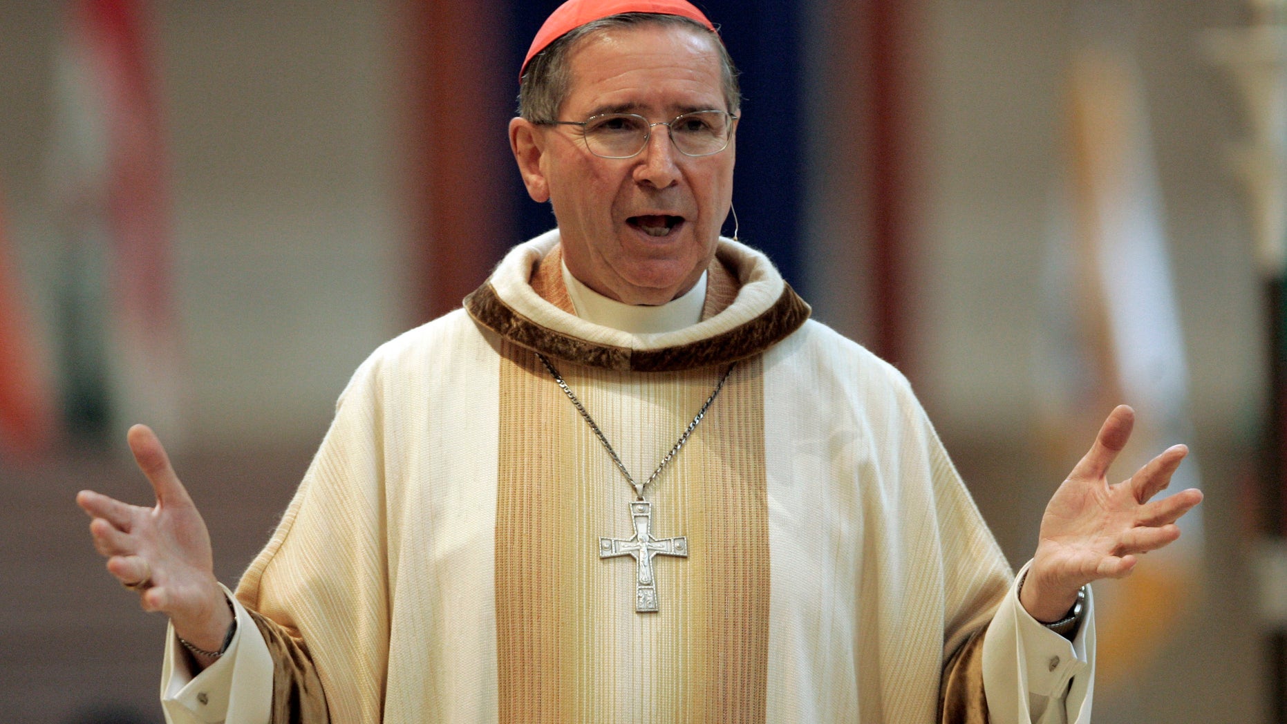 Sept. 22, 2007: In this file photo, Cardinal Roger Mahony speaks during an annual multi-ethnic migration Mass at the Cathedral of Our Lady of the Angels in Los Angeles.
