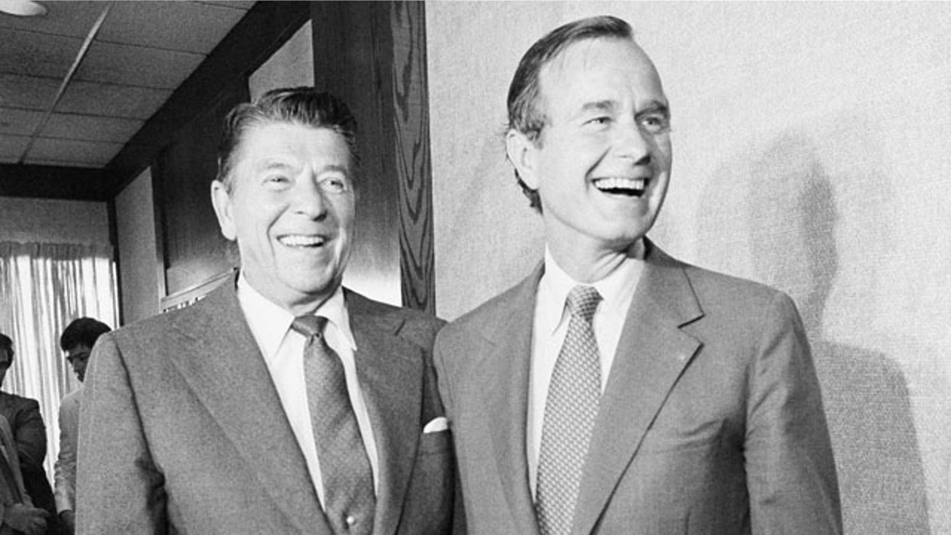 July 24, 1980: California Gov. Ronald Reagan, the Republican Party's nominee for president, and his vice-presidential nominee George H.W. Bush paused for photos before a meeting. California counted more registered Republicans in 1988 than it does today, even though the state population has since grown by about 10 million.