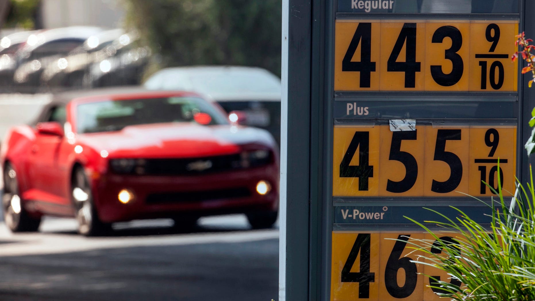 Oct. 4, 2012: Motorists drive past a gas station in Los Angeles. Motorists in California paid an average of $4.232 per gallon Wednesday. That is 45 cents higher than the national average and exceeded only by Hawaii among the 50 states.