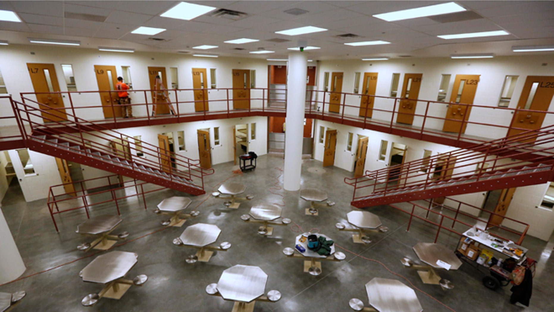 Feb. 21, 2013: In this photo, a new inmate housing unit is seen near completion at the Madera County Jail in Madera, Calif.