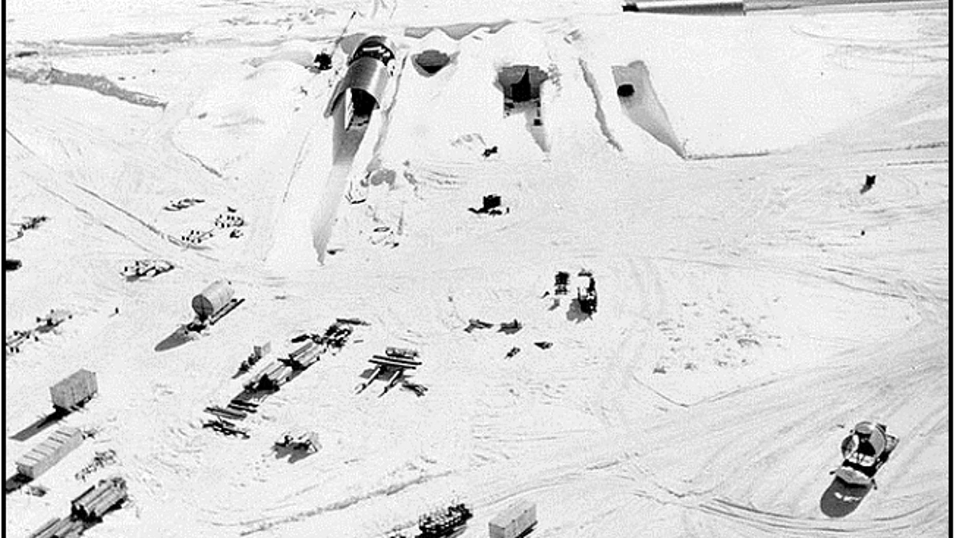 The northeast portal to Camp Century during construction in 1959.