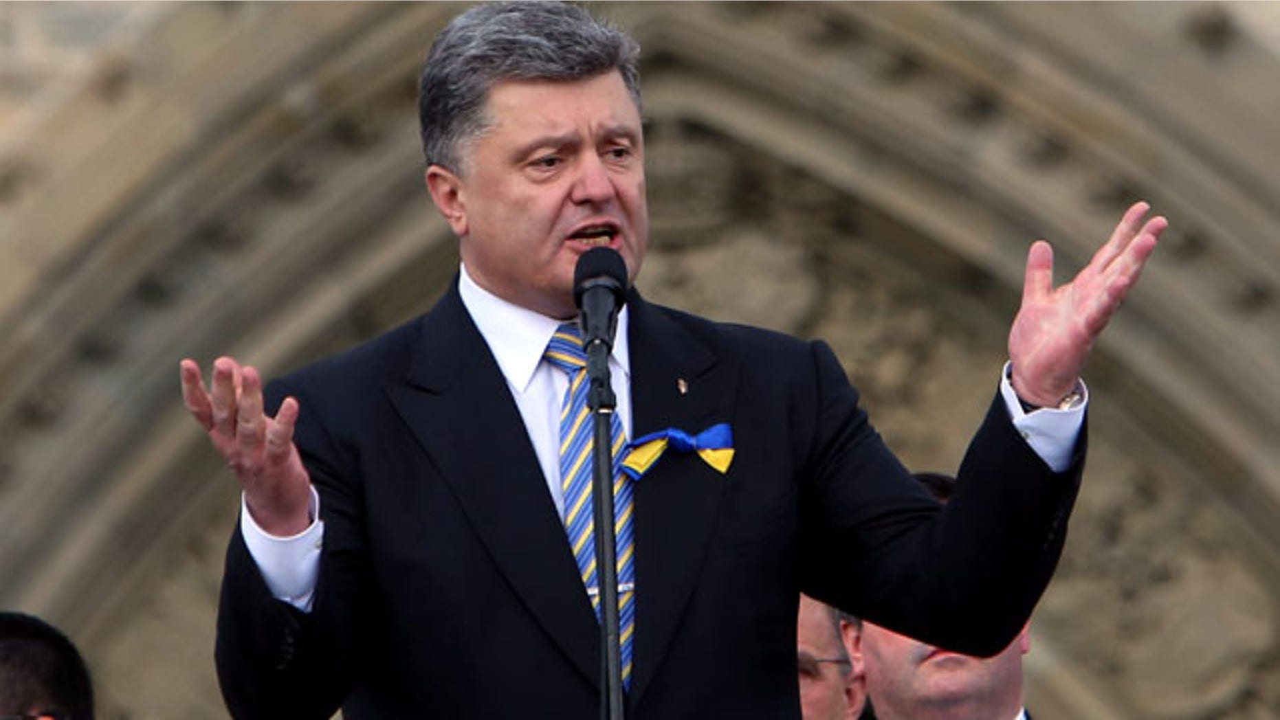 September 17, 2014: Ukrainian President Petro Poroshenko addresses the Canadian-Ukranian community on Parliament Hill, in Ottawa. (AP Photo/The Canadian Press,Fred Chartrand)