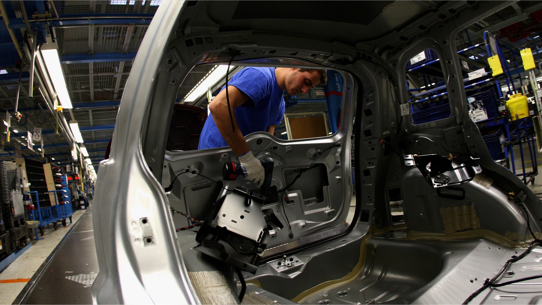 COLOGNE, GERMANY - DECEMBER 04: General picture of a production of the new Ford Fiesta is seen at the Ford Fiesta manufacture in Cologne Niehl on December 4, 2008 in Cologne, Germany. Cologne Ford manufacture has started on August 14 the world wide production of the new generation of Ford Fiesta. (Photo by Vladimir Rys/Getty Images)