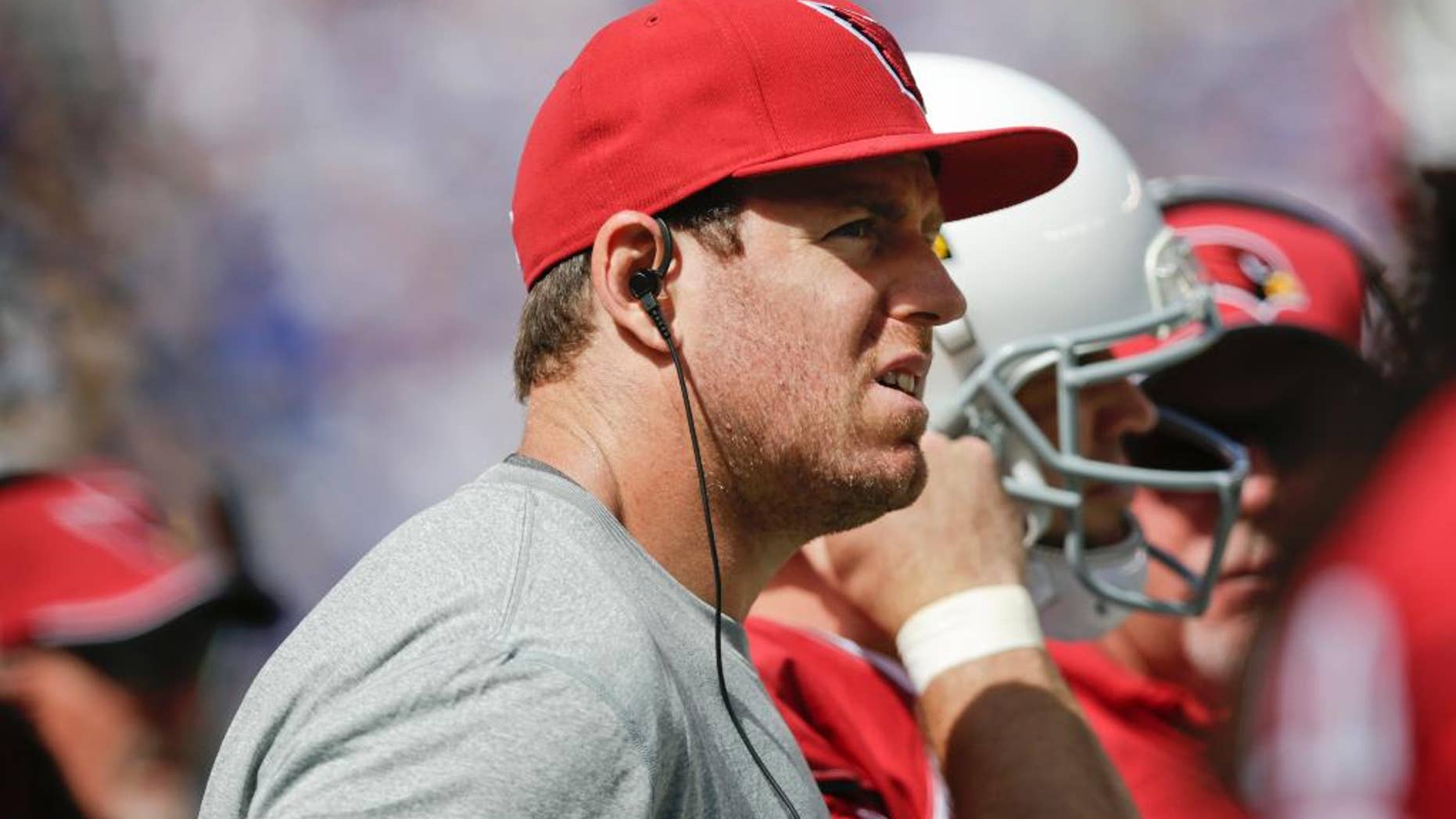 Arizona Cardinals quarterback Drew Stanton (5) throws a pass during the second half of an NFL football game Sunday, Sept. 14, 2014, in East Rutherford, N.J. The Cardinals won the game 25-14. (AP Photo/Kathy Willens)
