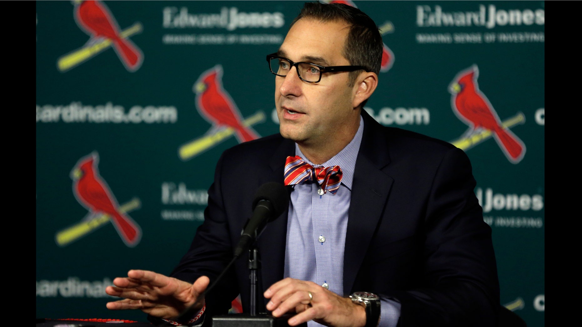 Cardinals GM John Mozeliak during a news conference Monday, Nov. 25, 2013, in St. Louis.
