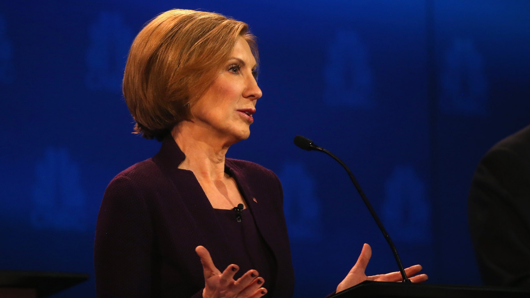 Carly Fiorina speaks during a Republican presidential debate in Boulder, Colo., Oct. 28, 2015.