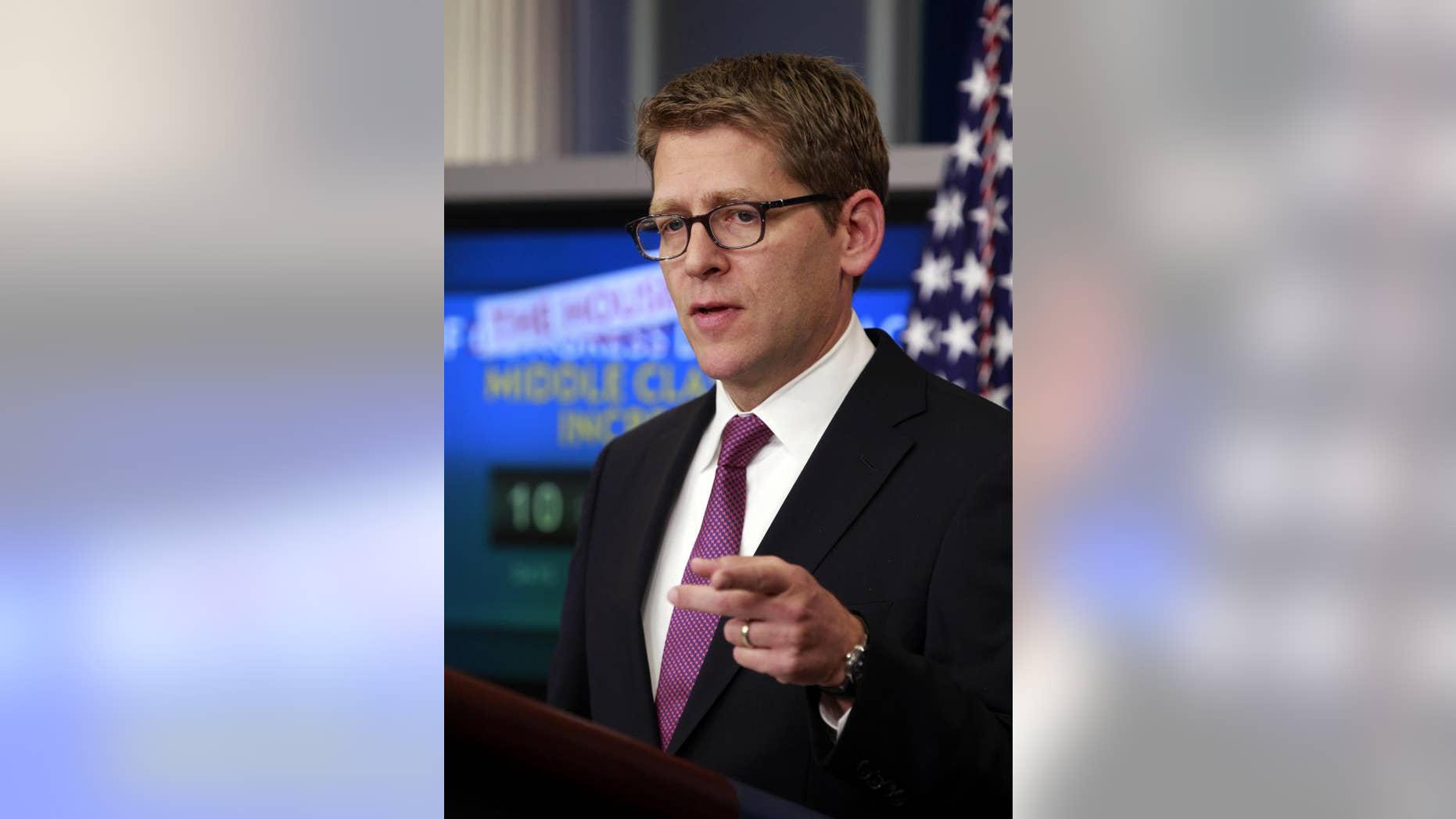 White House Press Secretary Jay Carney speaks during his daily briefing in the White House's Brady Briefing Room, Wednesday, Dec. 21, 2011, in Washington. (AP Photo/Haraz N. Ghanbari)