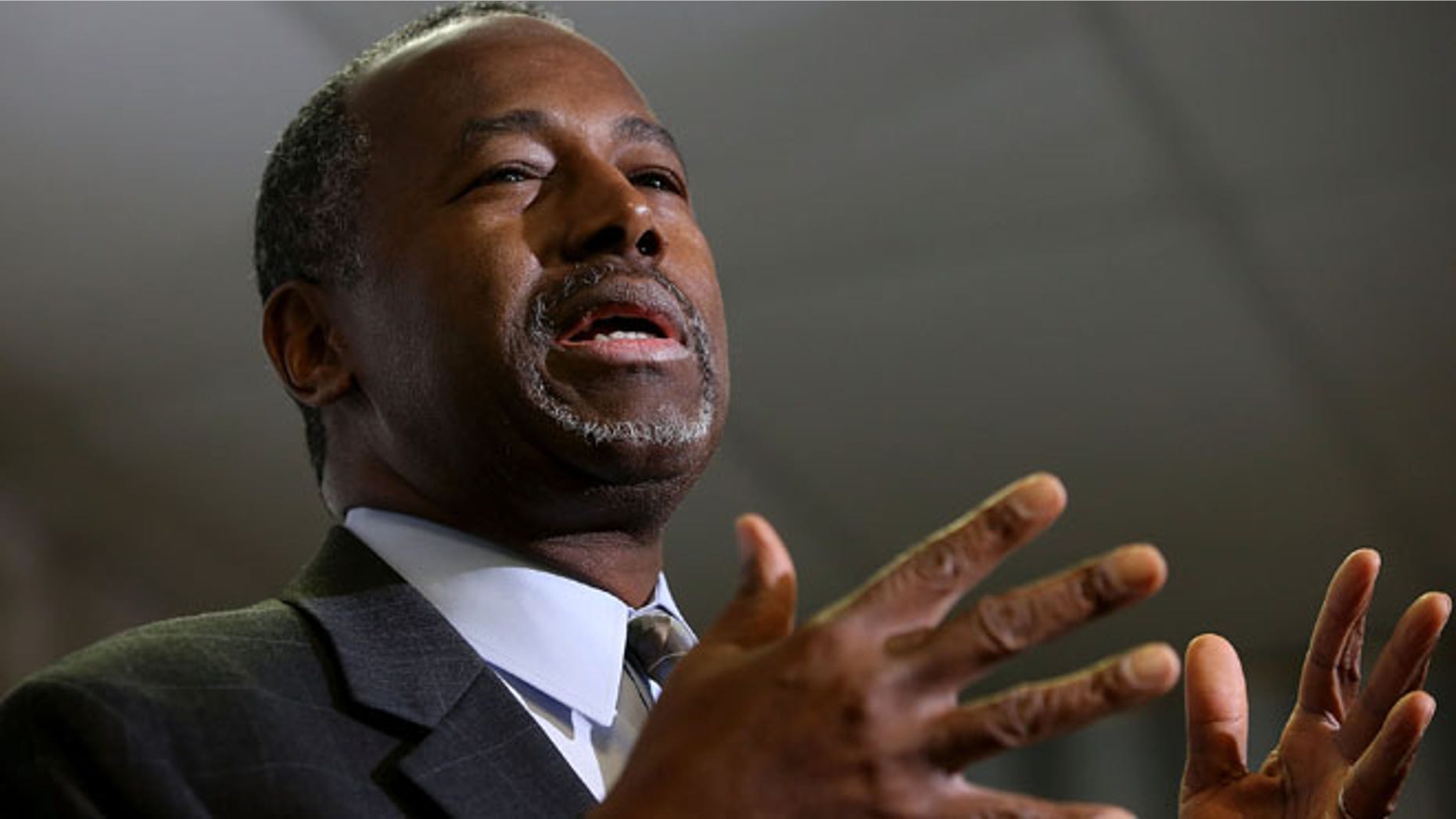 Republican presidential candidate Ben Carson speaks during a news conference before a campaign event at Colorado Christian University on October 29, 2015 in Lakewood, Colorado. (Photo by Justin Sullivan/Getty Images)