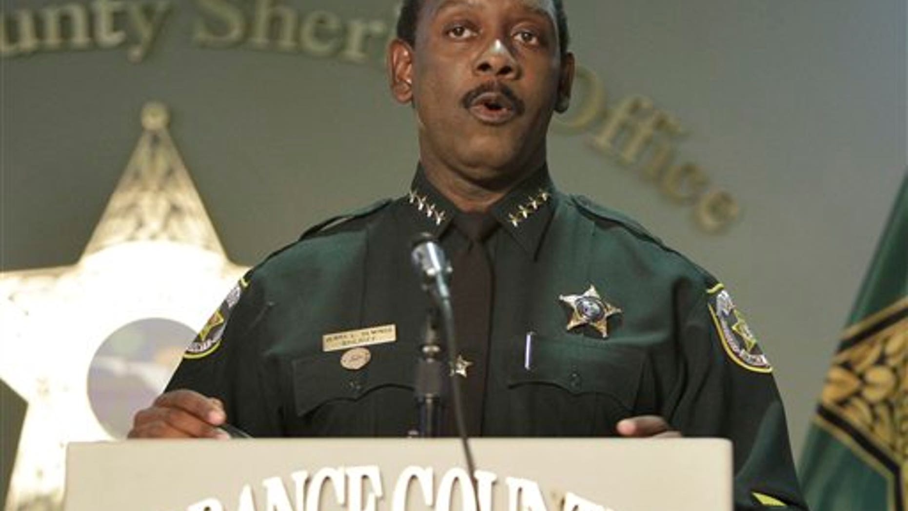 June 12: Orange County Sheriff Jerry Demings makes comments during a news conference with investigators from the Casey Anthony trial in Orlando, Fla. A spokeswoman for a prosecutor's office says Casey Anthony's mother will not face perjury charges for testimony during her daughter's murder trial.