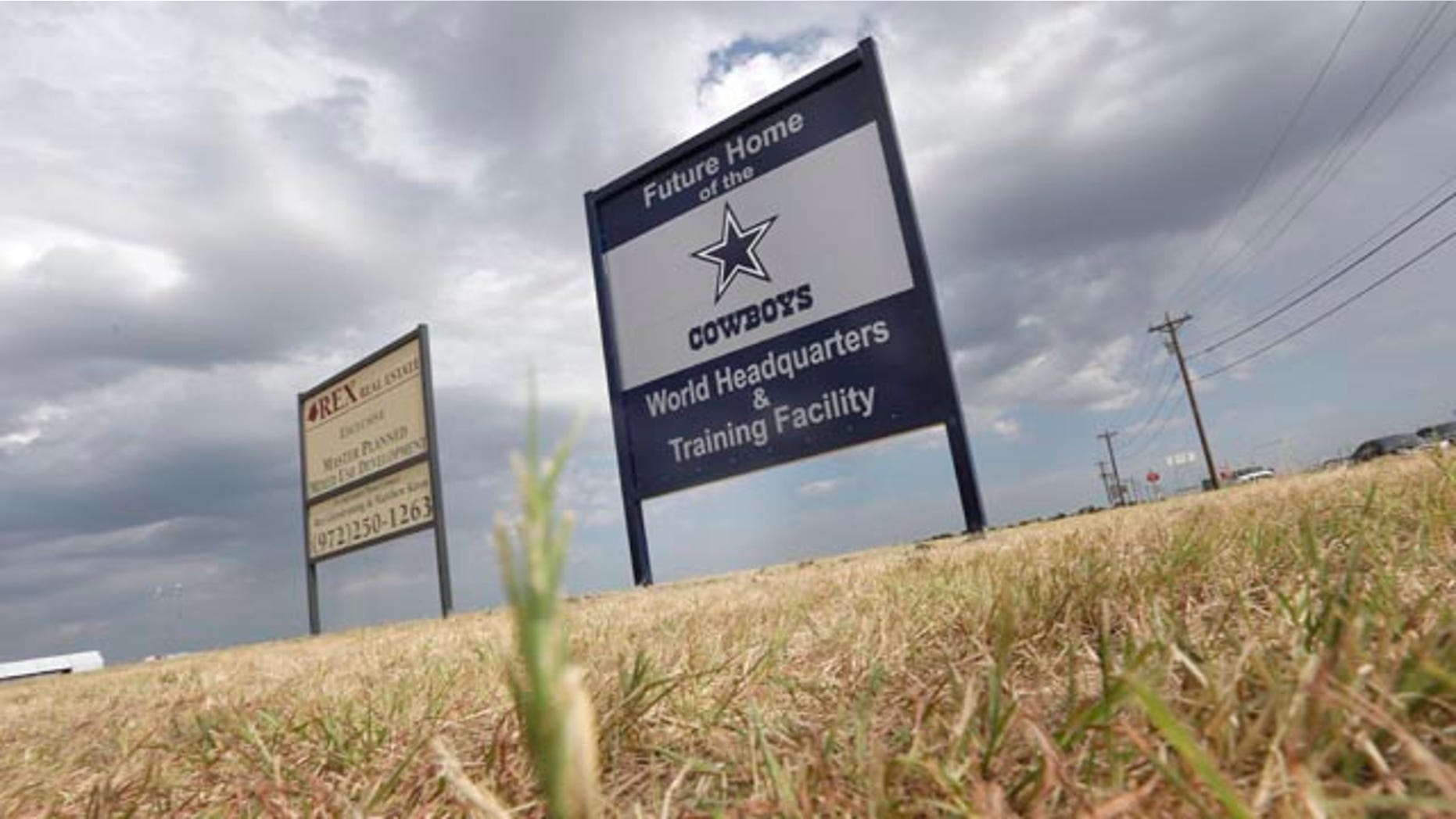 FILE - In this Aug. 13, 2013, file photo, a sign announces the future of the Dallas Cowboys football team headquarters and training facility in Frisco, Texas. New data from the Census Bureau shows that three of the nations five fastest-growing cities are located in the Lone Star State. San Marcos, Frisco and Cedar Park, Texas were No. 1, 2 and 4 in percentage population growth between 2012 and 2013. (AP Photo/LM Otero, File)