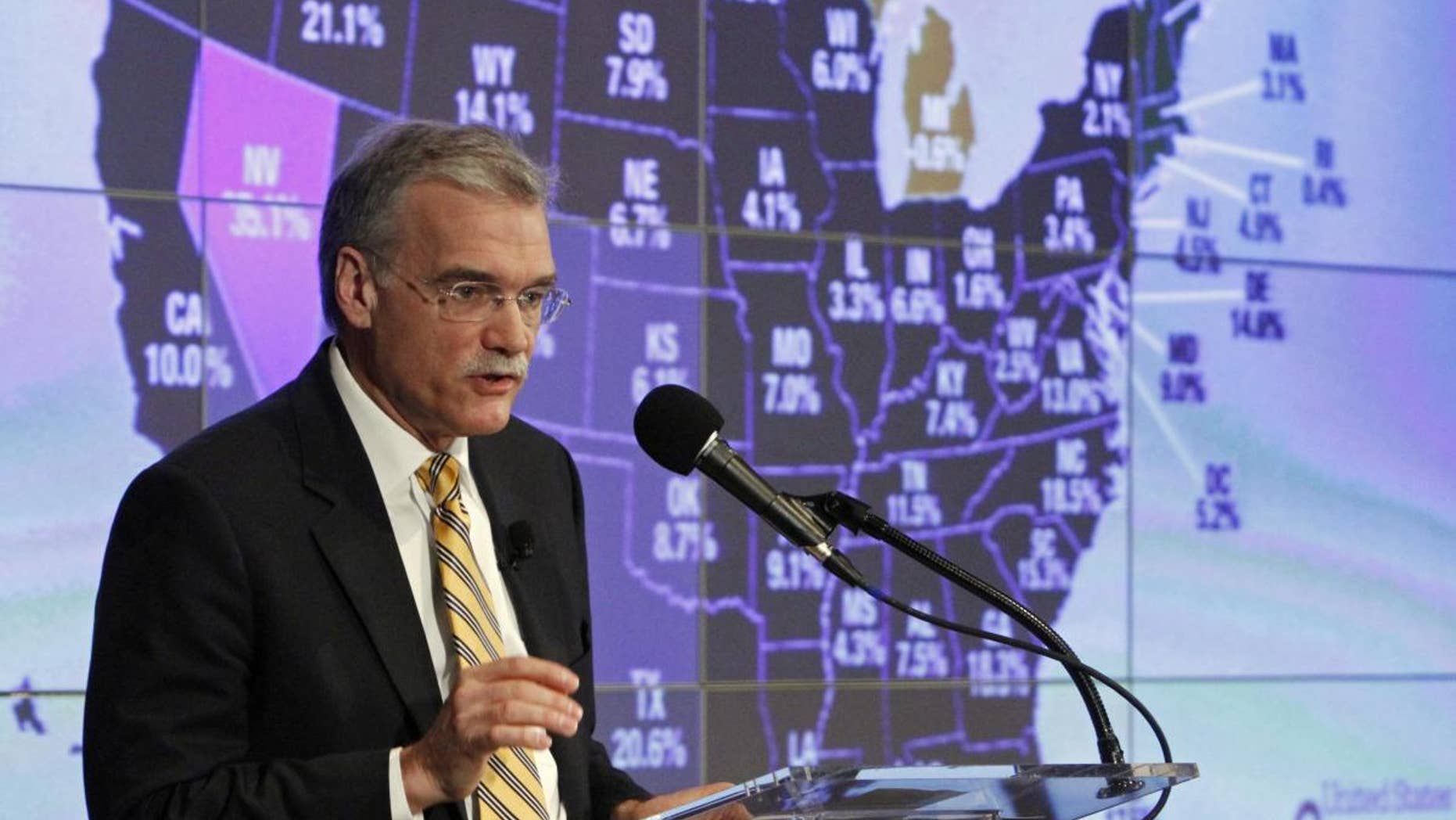 Census Director Robert Groves announces results for the 2010 U.S. Census at the National Press Club, Tuesday, Dec. 21, 2010 in Washington. (AP Photo/Jacquelyn Martin)