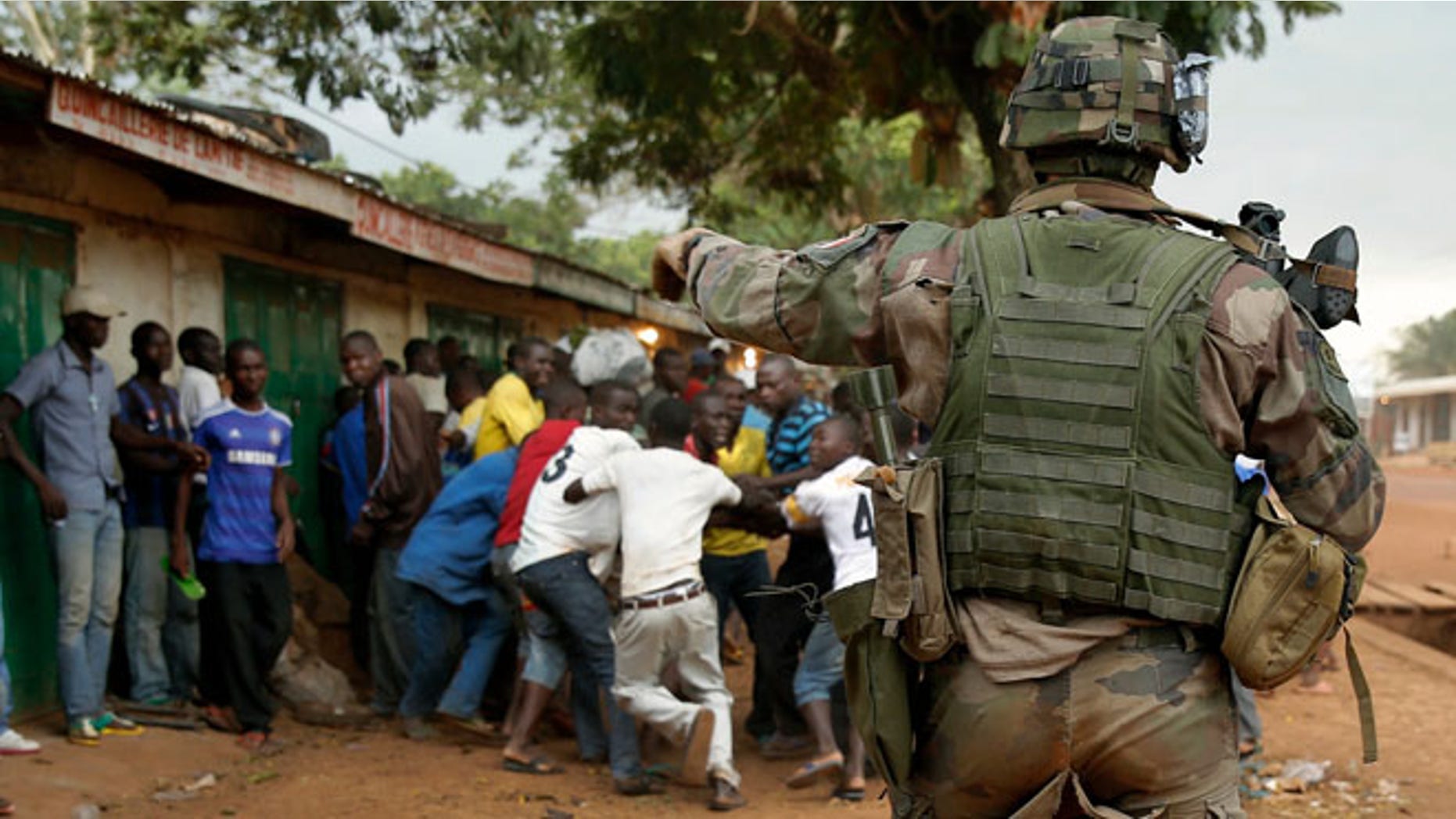 A French soldier near the airport in Bangui, Central African Republic, Monday Dec. 9, 2013.