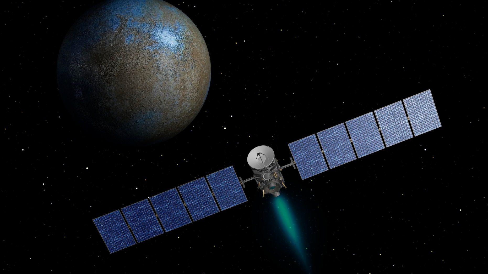 NASA's Dawn spacecraft heads toward Ceres as seen in this artist's conception.