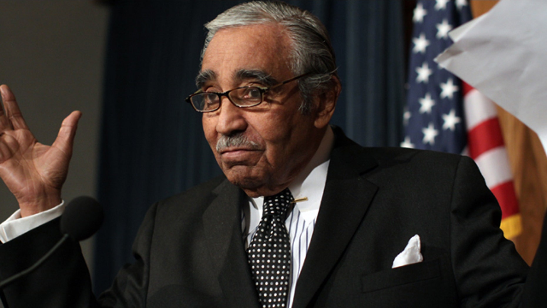 Feb. 25, 2010: Rep. Charlie Rangel, D-N.Y., chairman of the House Way and Means Committee, addresses reporters after the ethics panel admonished him. (AP)