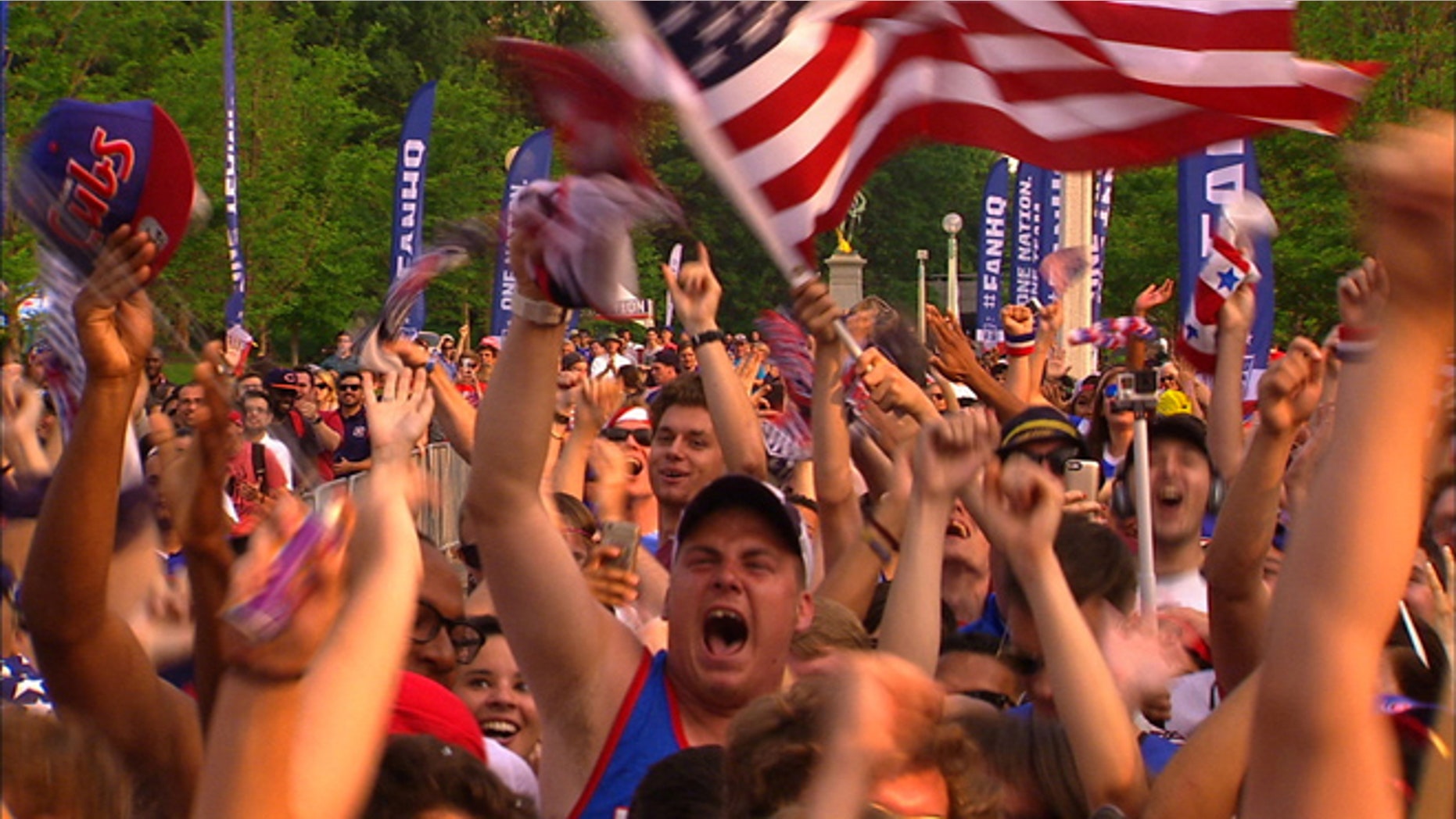 Fans in Chicago celebrate the U.S. Women's team victory in the FIFA Women's World Cup 2015.