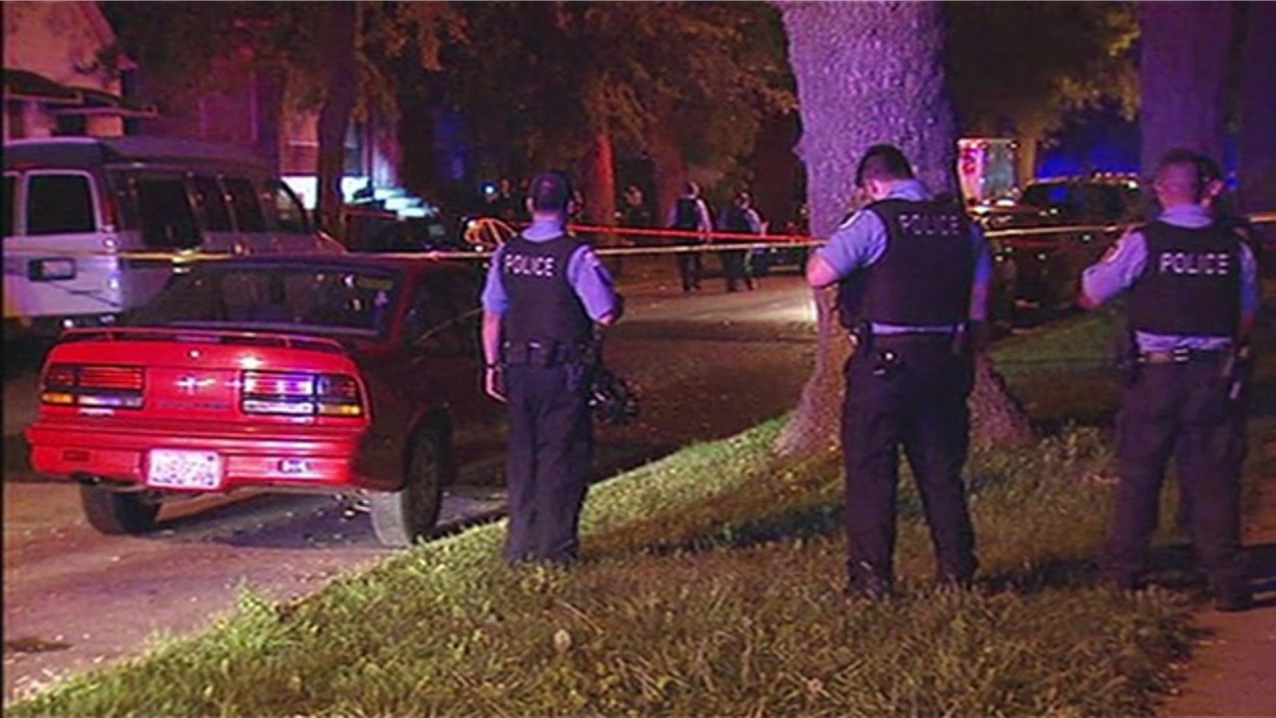 Sept. 27, 2015: Chicago police investigate a drive-by shooting on the city's South Side that killed two women and wounded three others, including one of the victims' 11-month-old son (Fox 32 Chicago)