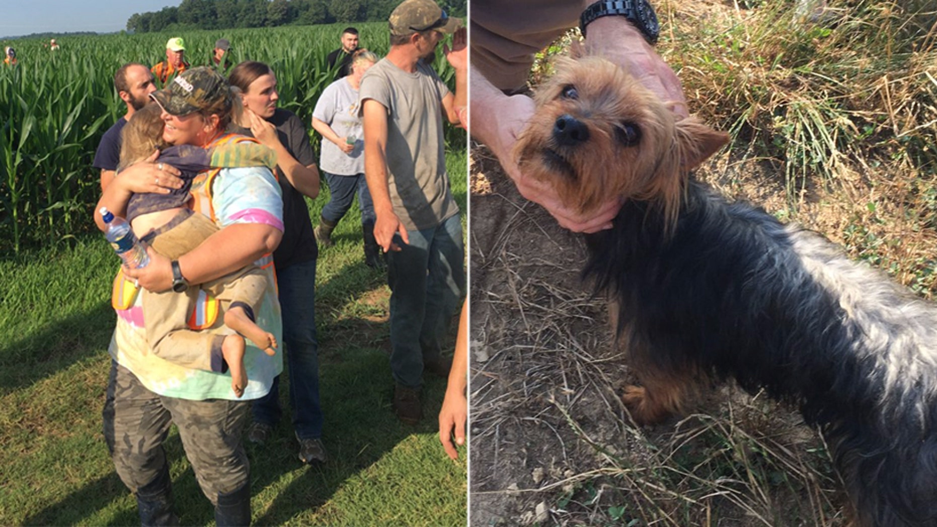 A 3-year-old girl spent the night in a Missouri cornfield with her faithful dog by her side.