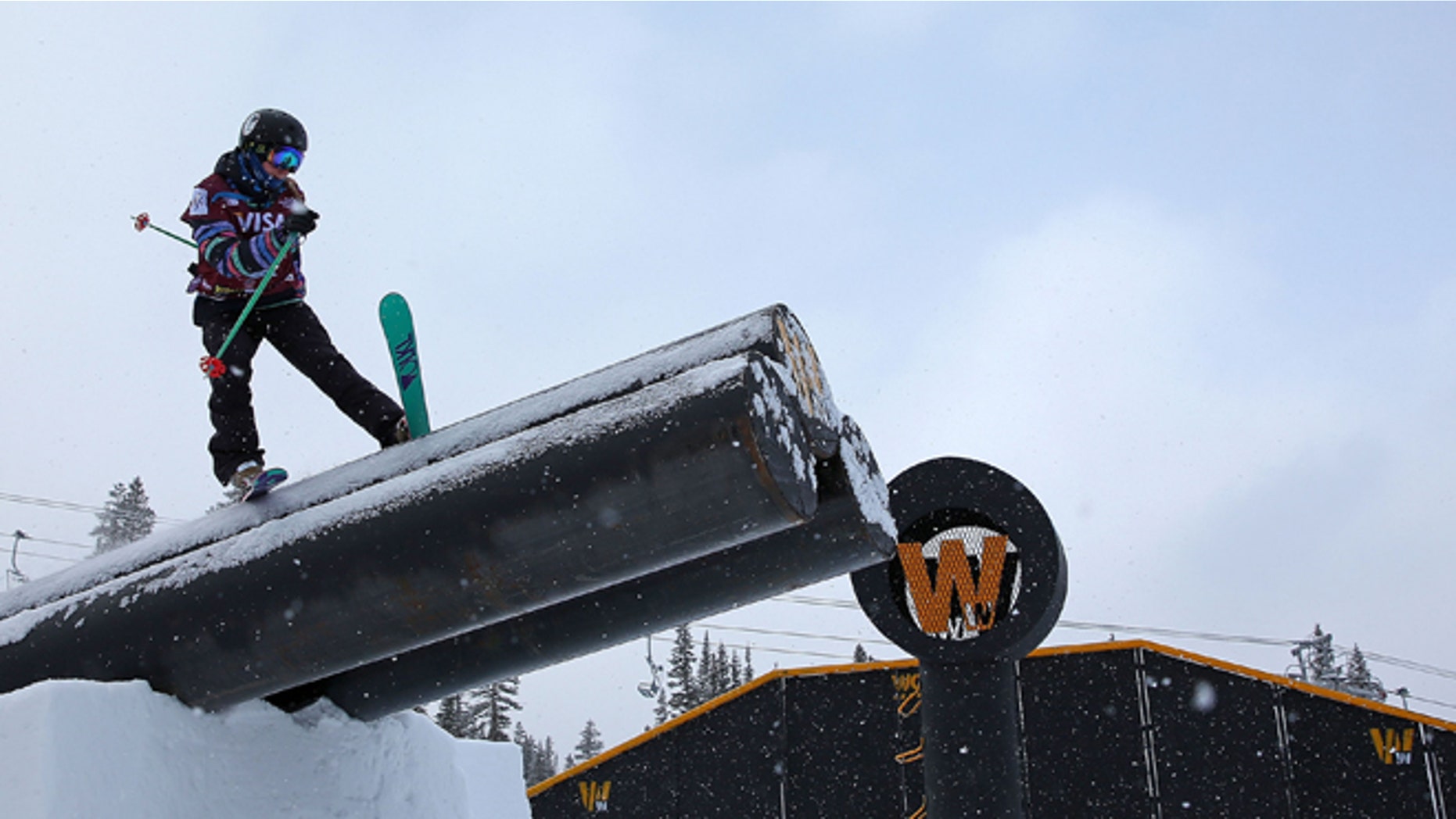 Dominique Ohaco during the FIS Ski Slopestyle World Cup at U.S. Snowboarding and Freeskiing Grand Prix on December 20, 2013 in Copper Mountain, Colorado.