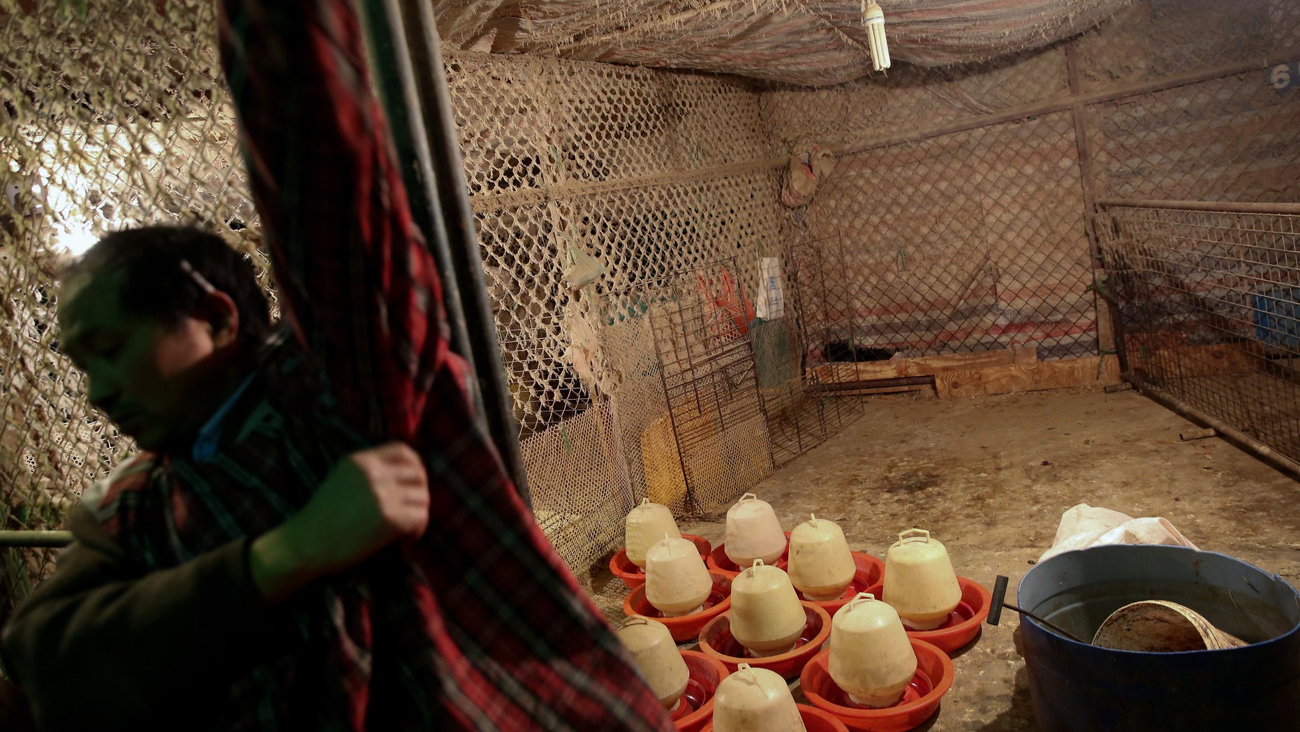 April 5, 2013: In this photo a poultry vendor walks past his empty shop at a wholesale market in Shanghai.