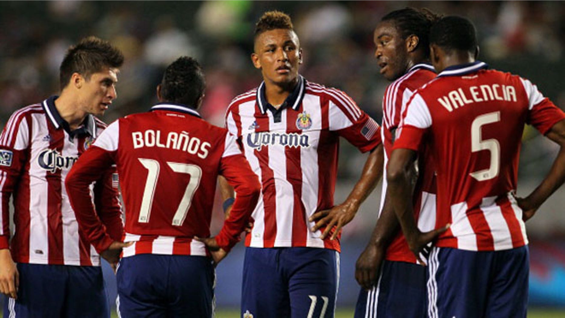 CARSON, CA - SEPTEMBER 15: Juan Agudelo #11 of Chivas USA and his teammates look on prior to a penalty kick being awarded to the San Jose Earthquakes during the MLS match at The Home Depot Center on September 15, 2012 in Carson, California. The Earthquakes defeated Chivas USA 2-0. (Photo by Victor Decolongon/Getty Images)