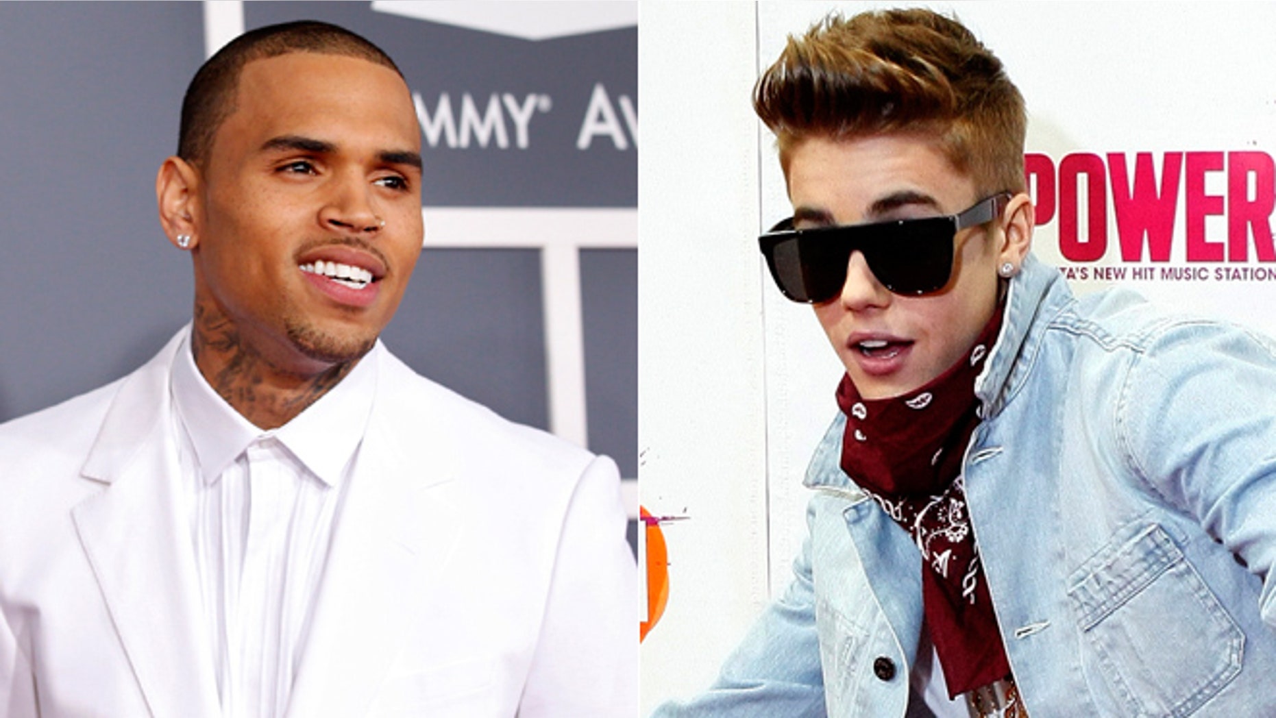 Chris Brown, left and Justin Bieber.