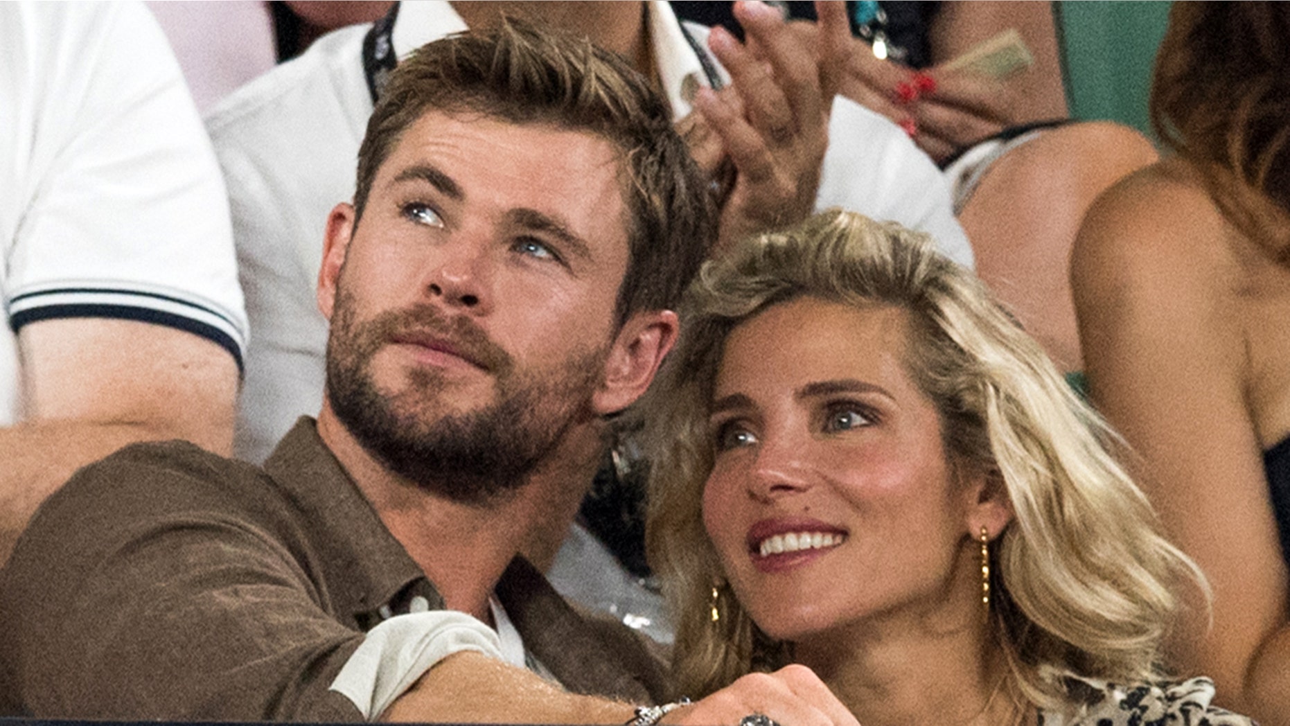 "Avengers: Infinity War" actor Chris Hemsworth is pictured with his wife, actress Elsa Pataky.