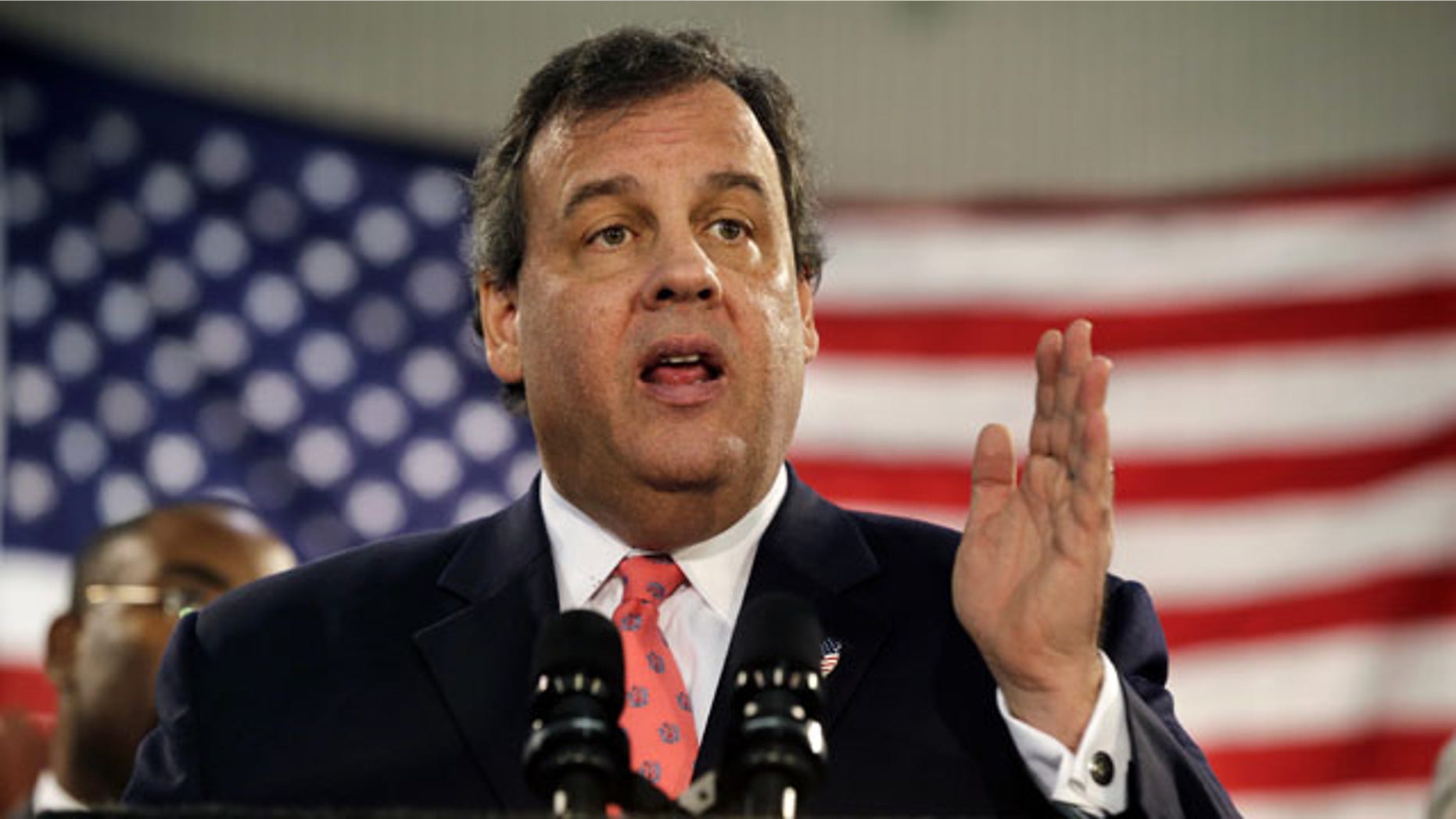 January 16, 2014: New Jersey Gov. Chris Christie addresses a gathering of home owners in Manahawkin, N.J., who were affected by Superstorm Sandy. (AP Photo)