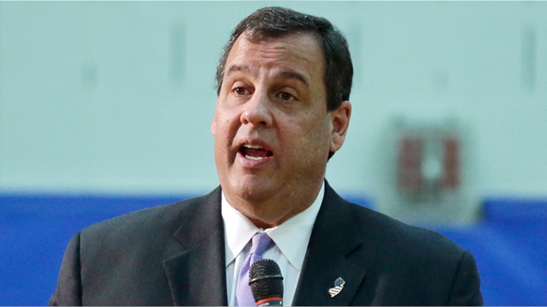 Dec. 17, 2014: New Jersey Gov. Chris Christie addresses students, teachers and parents at Mendham Township Middle School in Mendham Township, N.J., after a student asked if he was going to run for President. (AP)