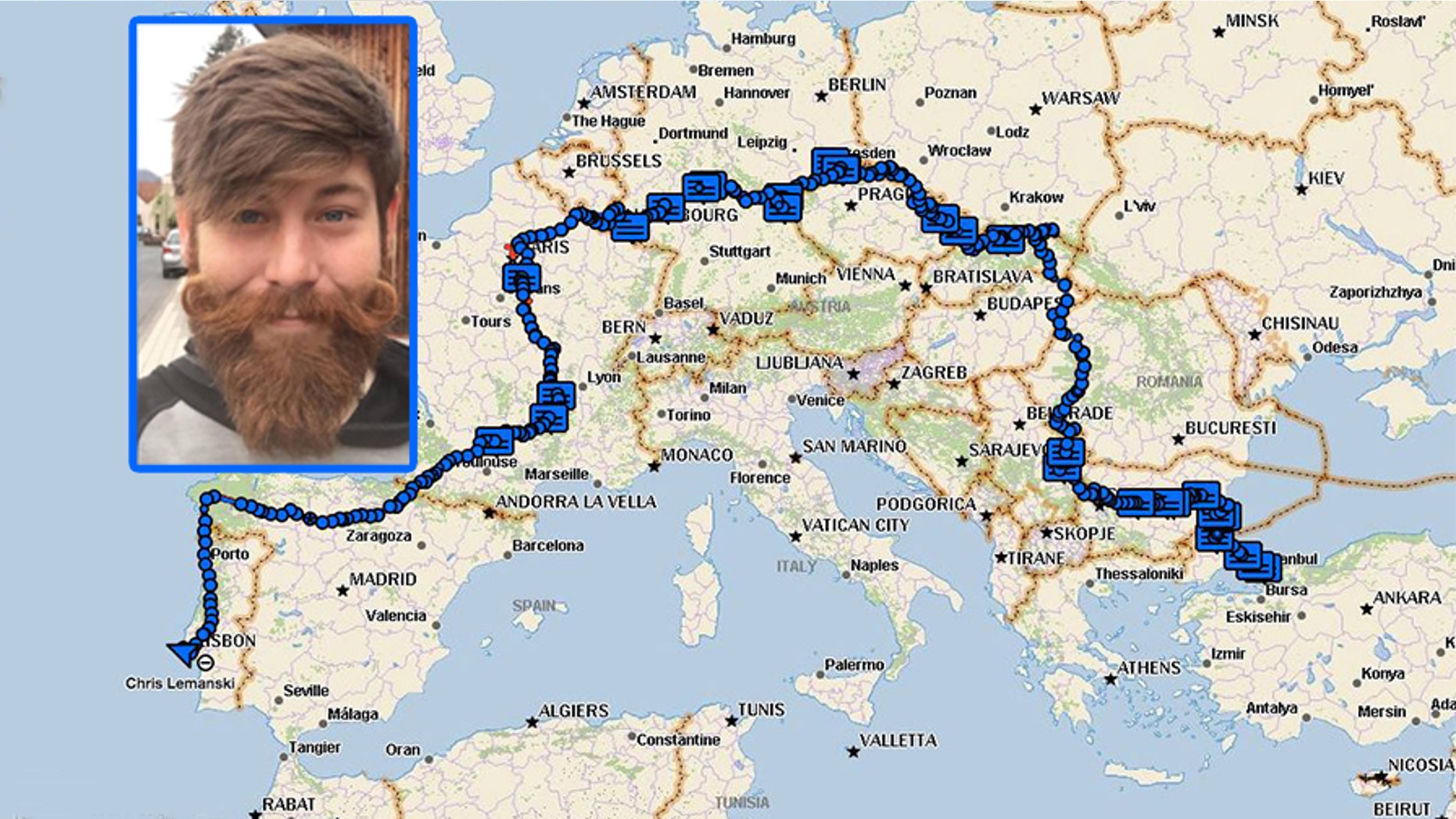 Chris Lemanski made an 18-month, 6,000 mile journey across Europe.