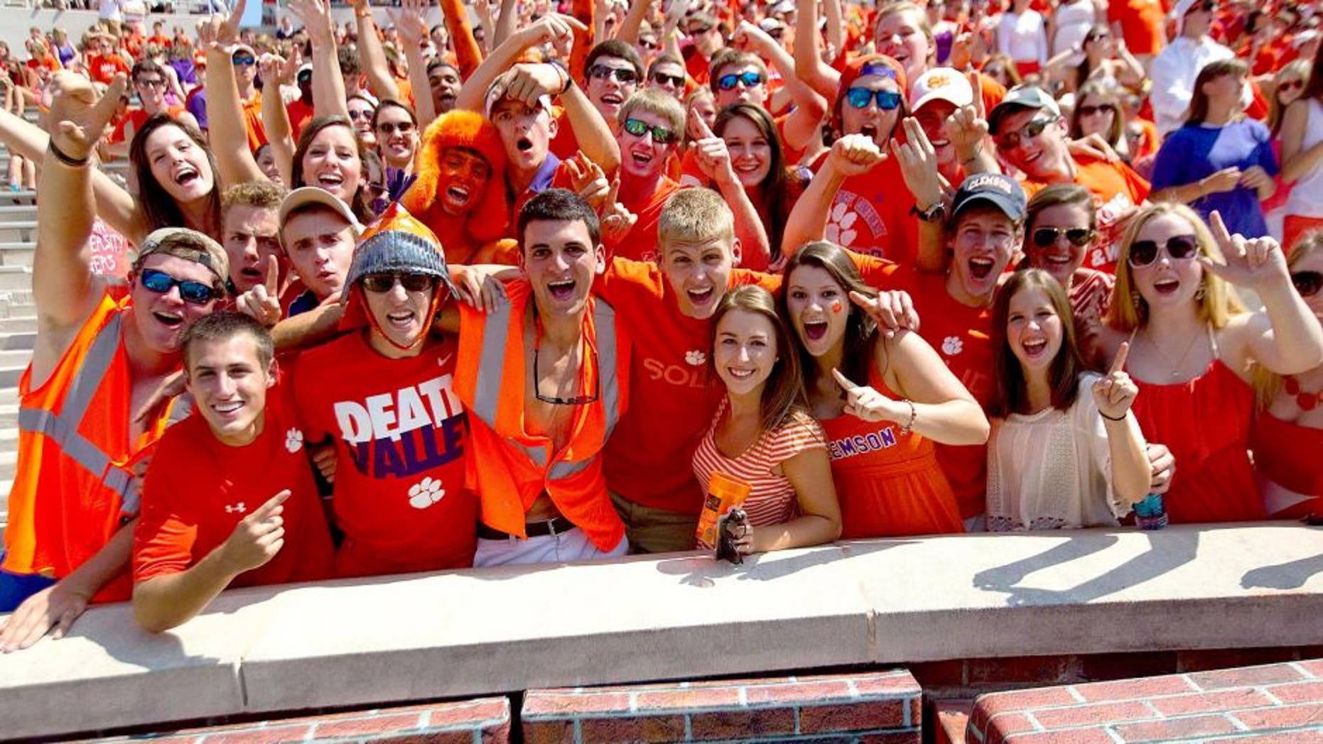 Sep 7, 2013; Clemson, SC, USA; Clemson Tigers fans during the third quarter against the South Carolina State Bulldogs at Clemson Memorial Stadium. Mandatory Credit: Joshua S. Kelly-USA TODAY Sports
