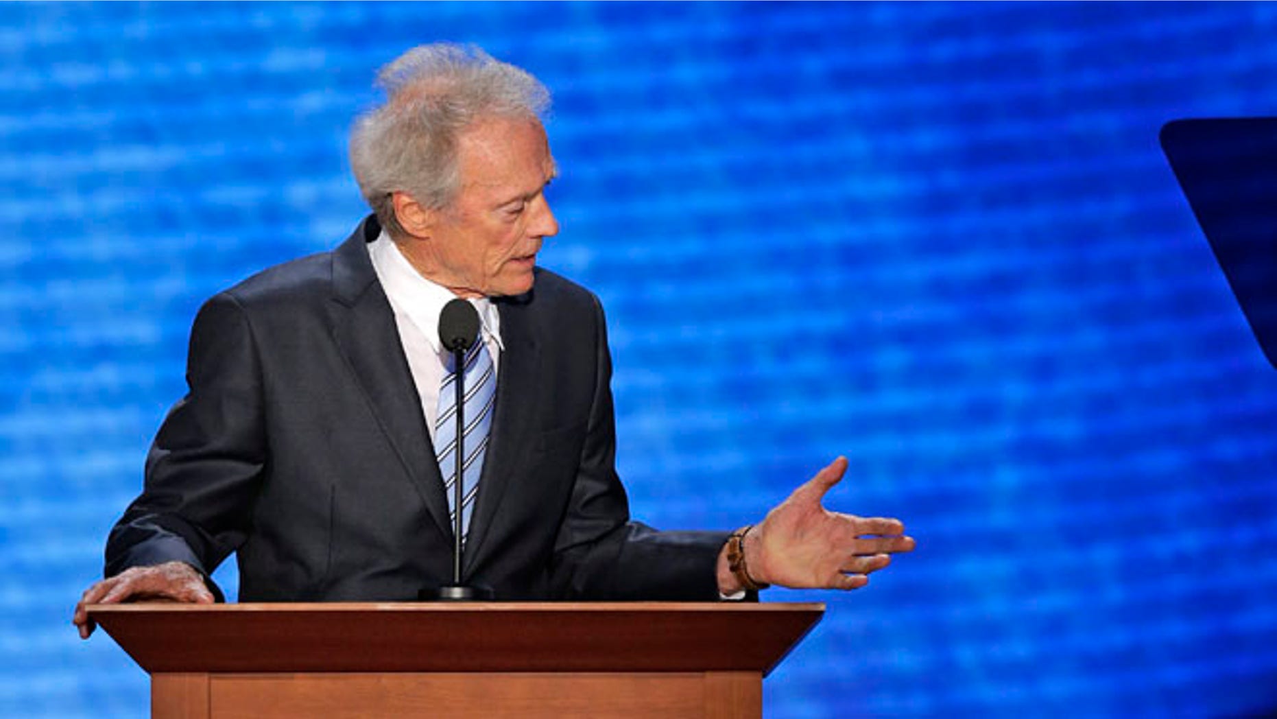 Aug. 30, 2012: Actor Clint Eastwood talks to an empty chair during his address to the Republican National Convention in Tampa, Fla. (AP)