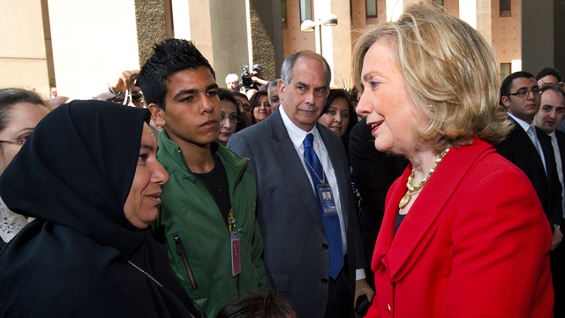 March 16: Secretary of State Hillary Rodham Clinton toured Cairo's Tahrir Square, the epicenter of the popular uprising that toppled Egypt's longtime autocratic leader. Here, she greets the family of Khairy Ramadan Ali, who was killed on in the anti-government protests.