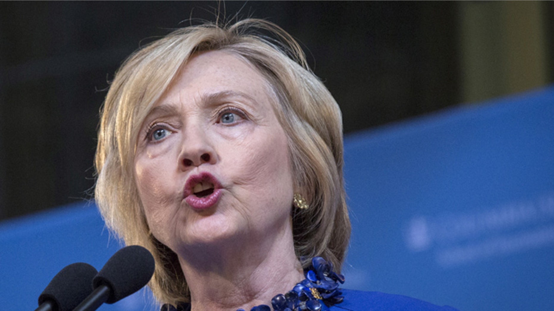 FILE: April 29, 2015: Democratic presidential candidate Hillary Clinton at Columbia University, New York, N.Y.