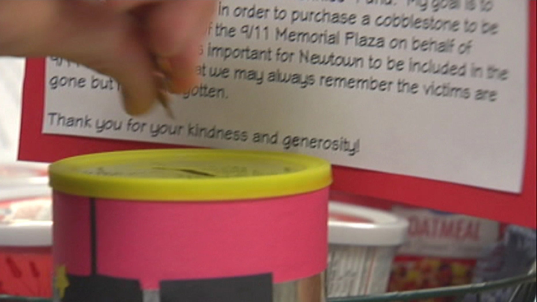 One of Patrick Briscoe's 9/11 Memorial collection cans in Newtown, CT.